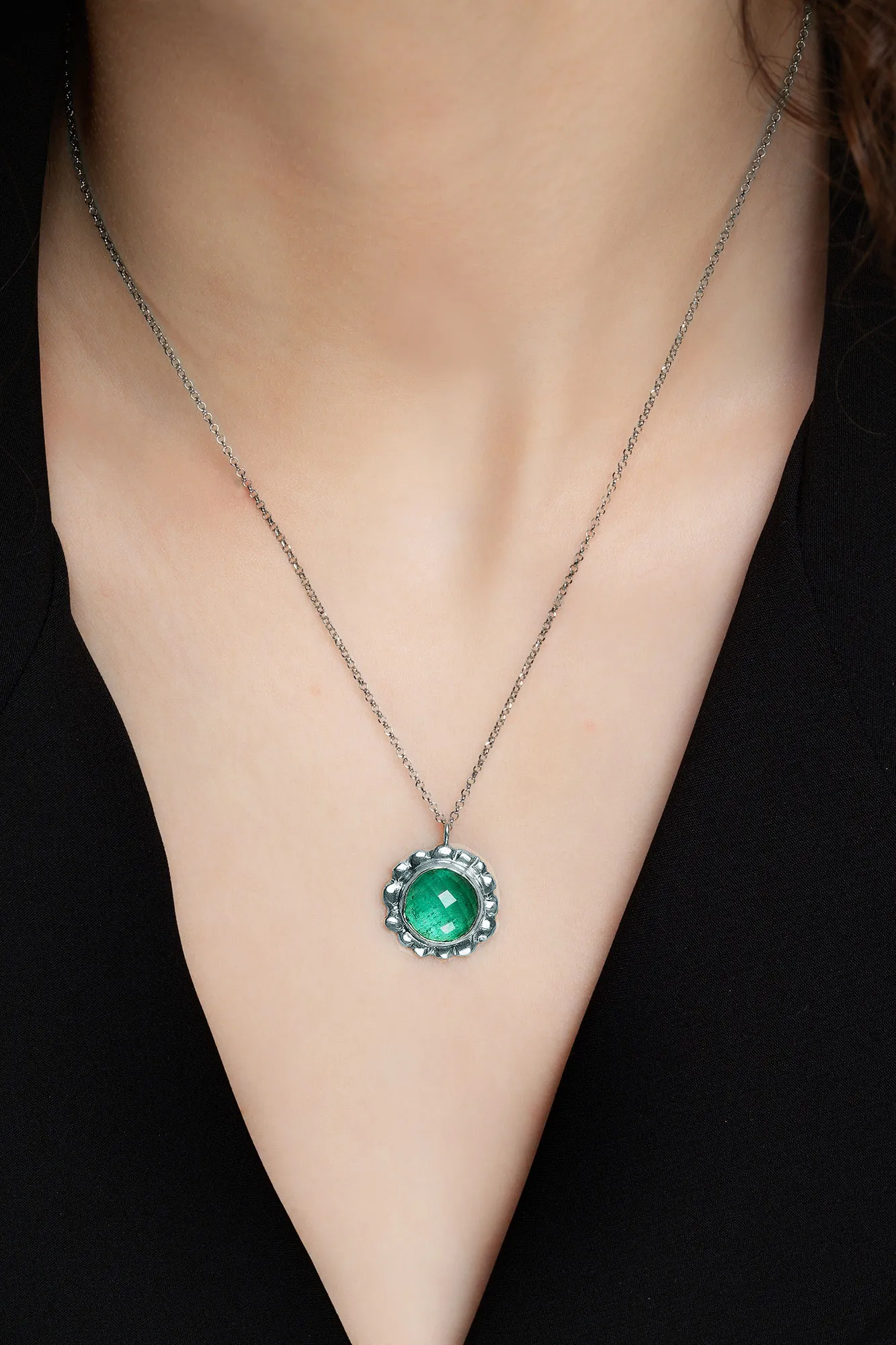 Handmade Jewellery | Aventurine flower handmade silver necklace gallery 1