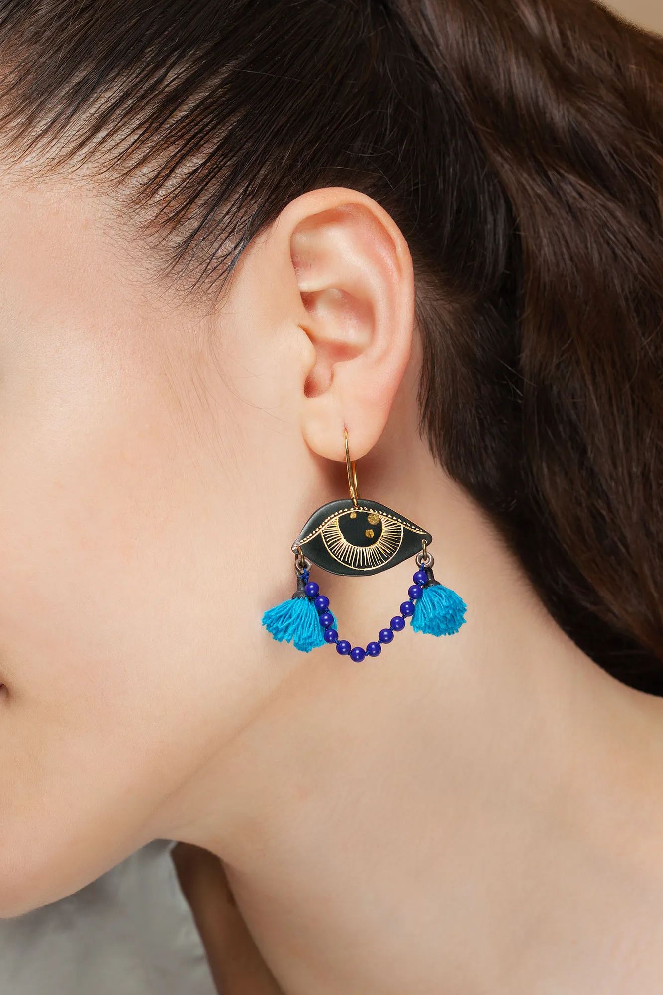 Handmade Jewellery | Eyes handmade earrings with lapis lazouli gallery 1