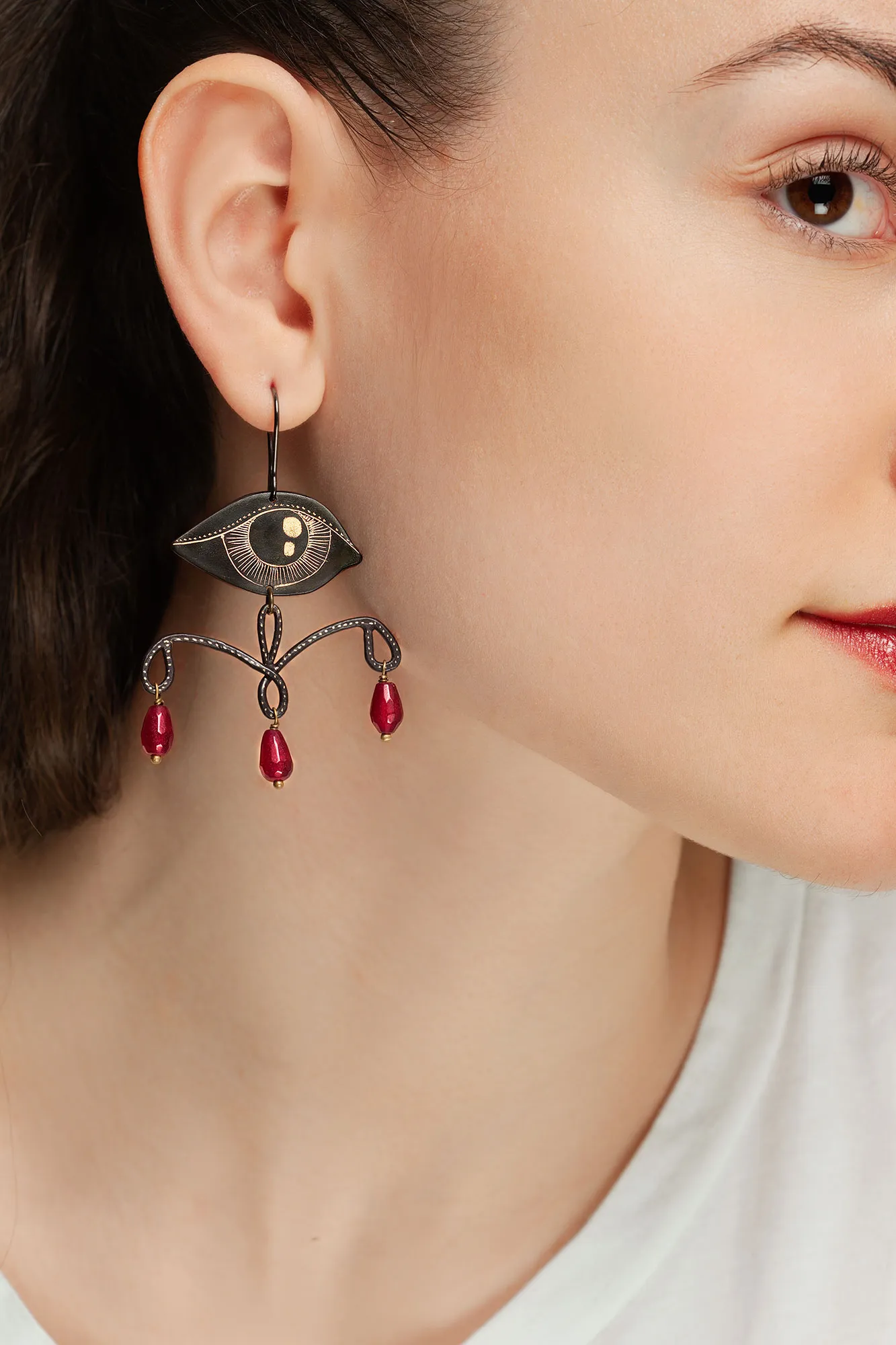 Handmade Jewellery | Eyes chandeliers handmade earrings with jade gallery 1