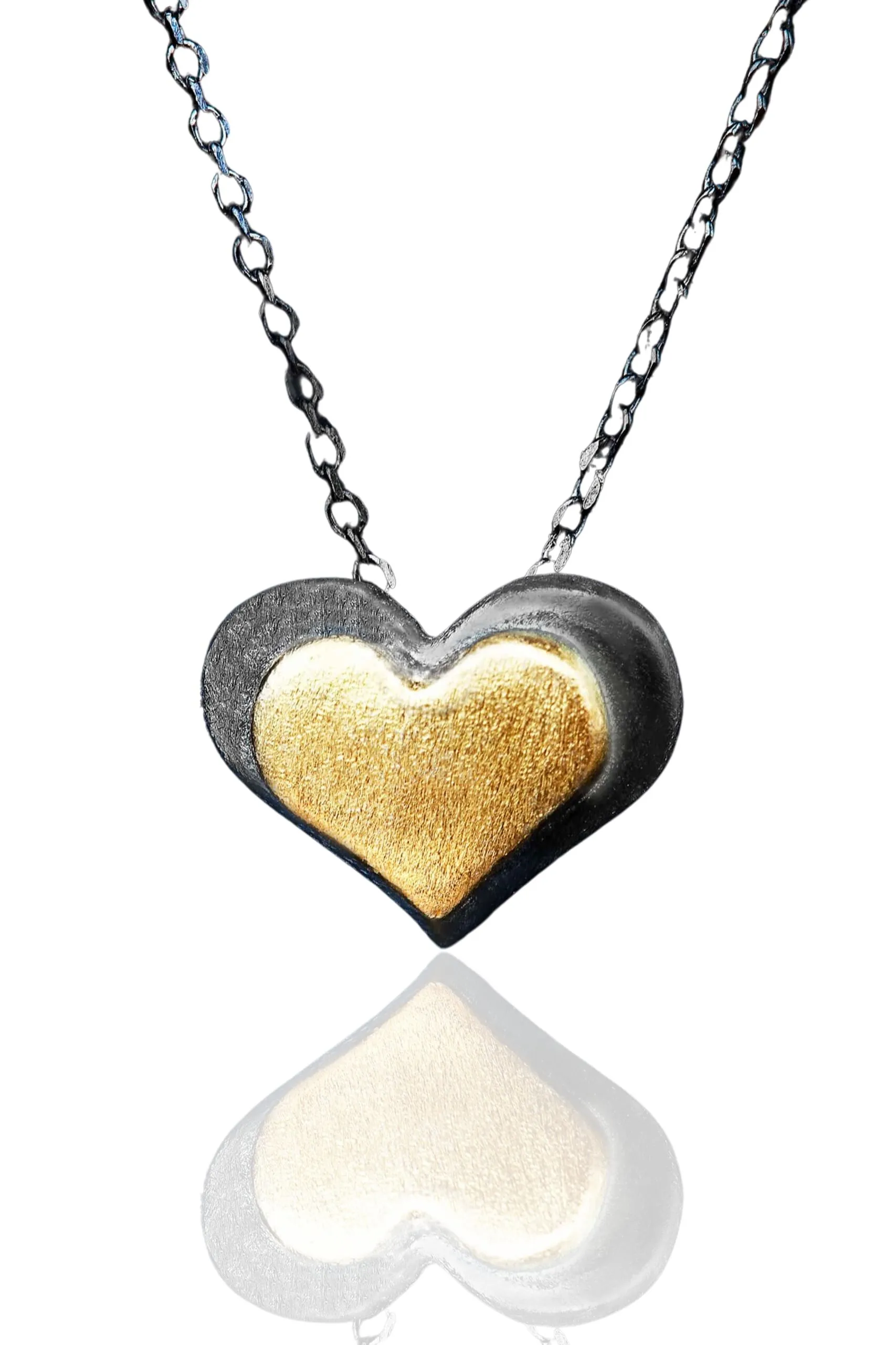 Handmade Jewellery | Hearts gold and black rhodium plated necklace main