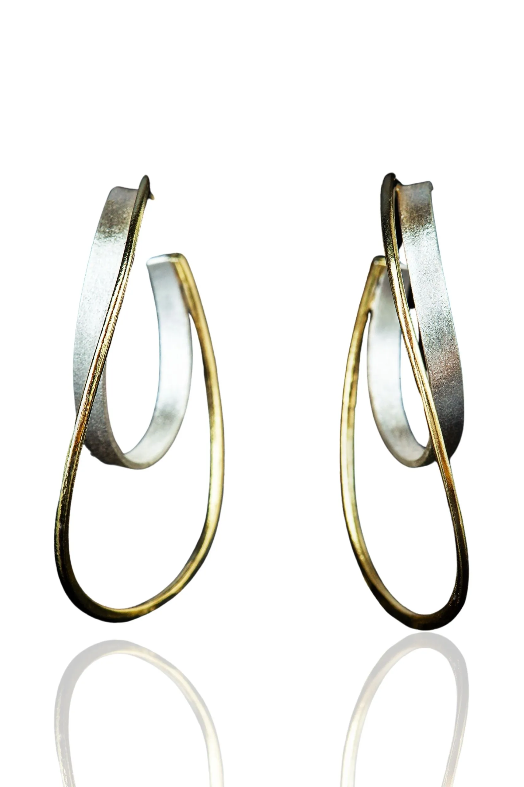 Handmade Jewellery | Minimal handmade geometric double silver hoops main