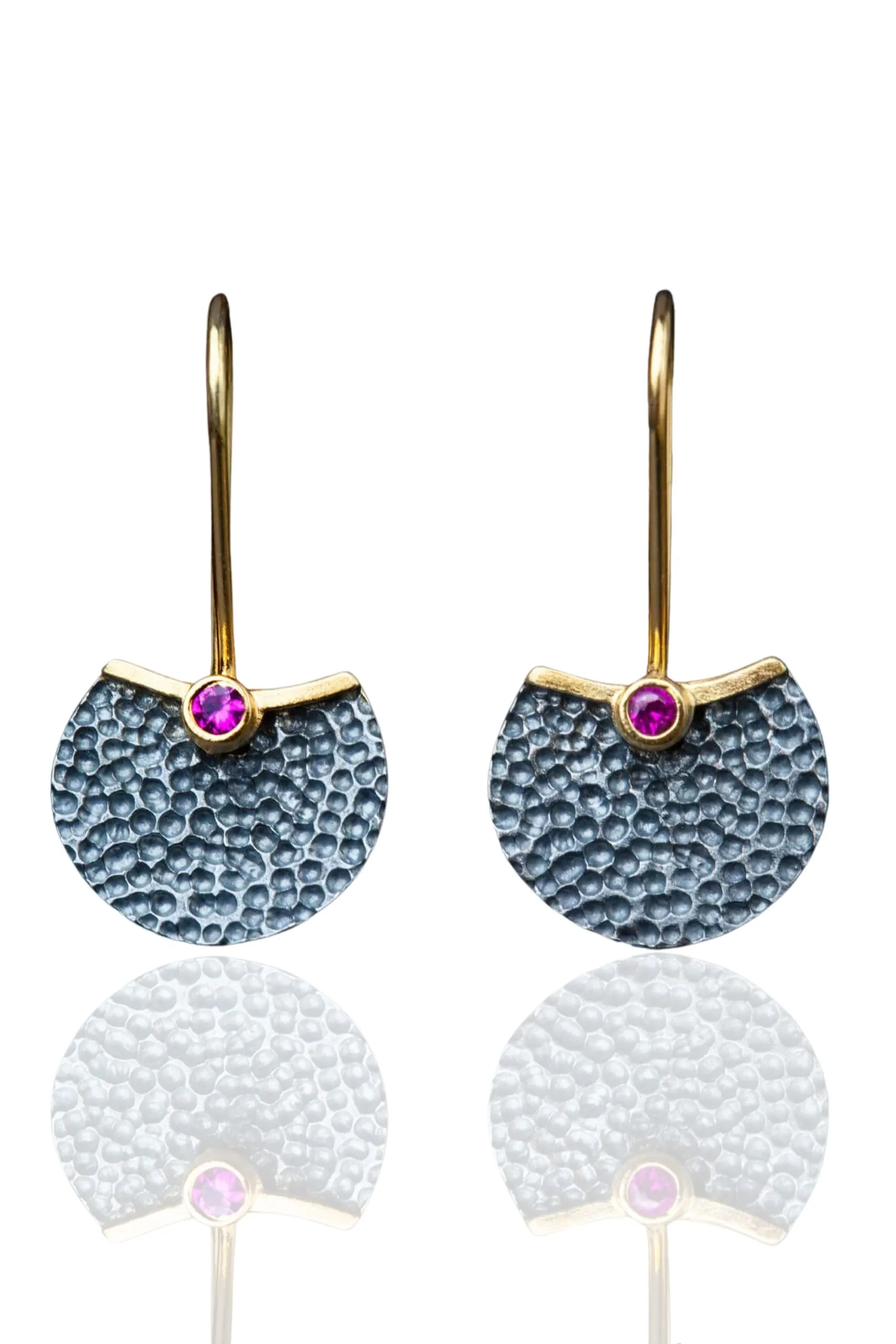 Silver gold and black plated earrings with zircon