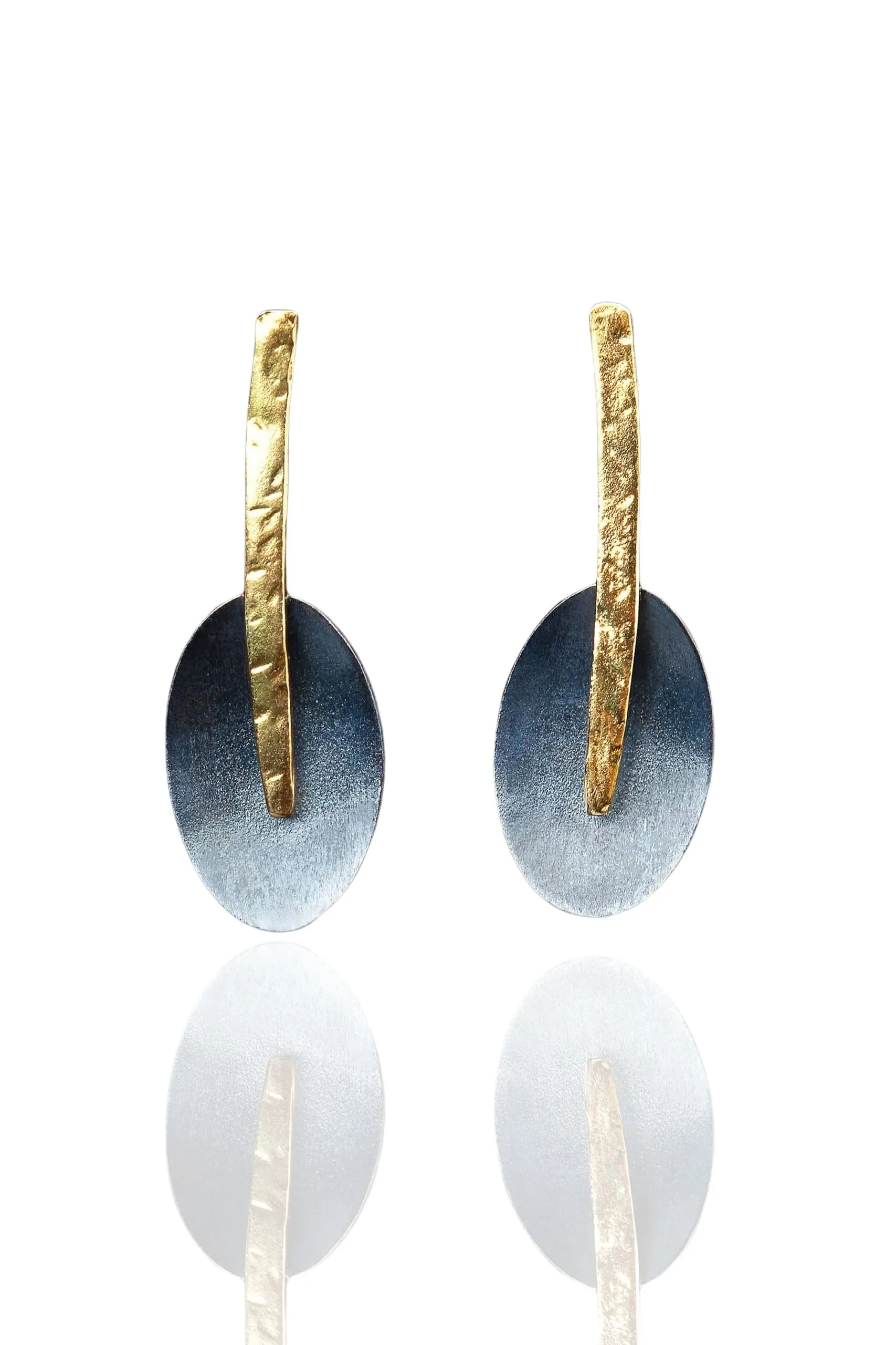 Handmade Jewellery | Silver gold and black plated earrings main