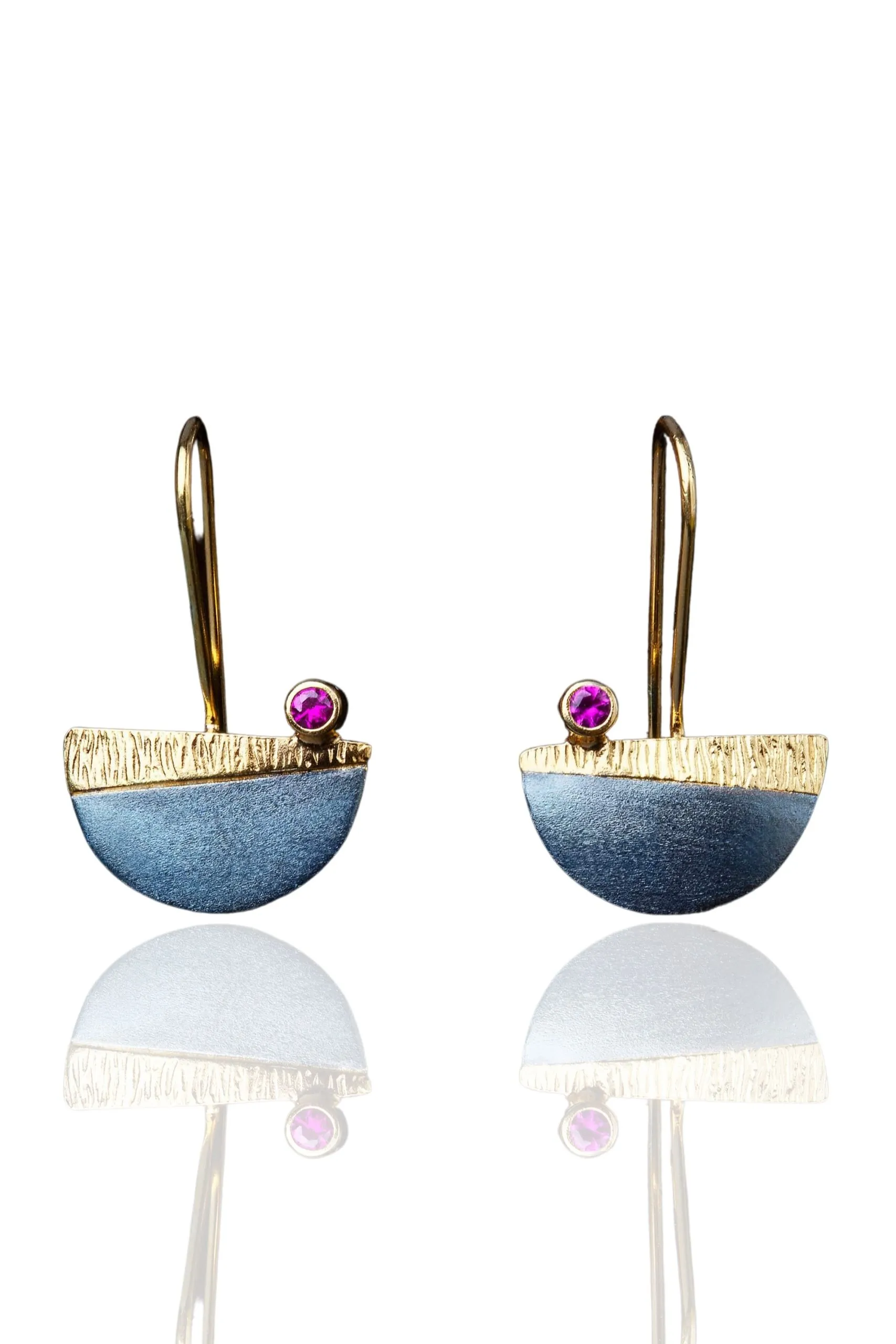 Handmade Jewellery | Silver gold and black plated earrings with zircon main