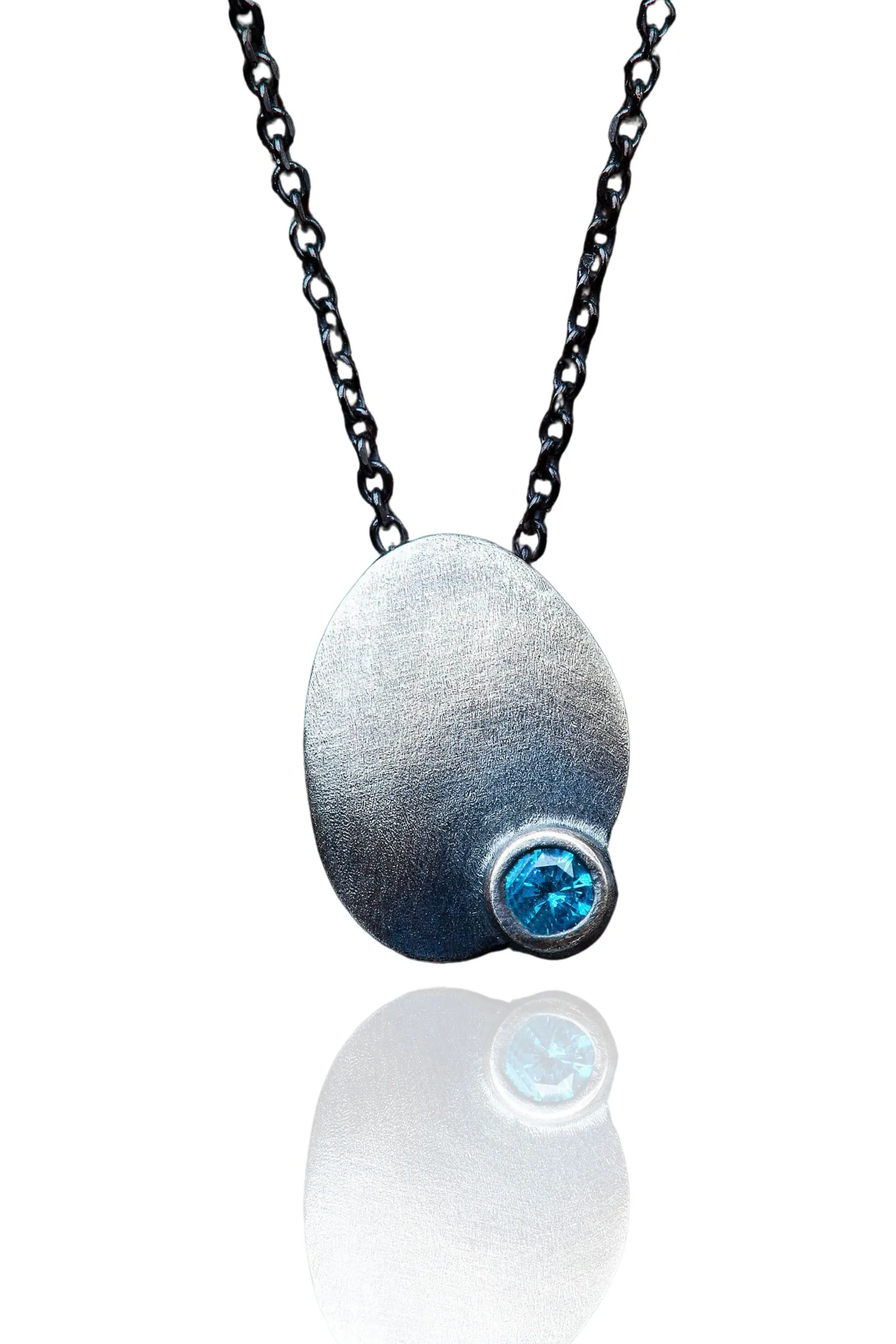 Handmade Jewellery | Silver necklace with blue zircon main