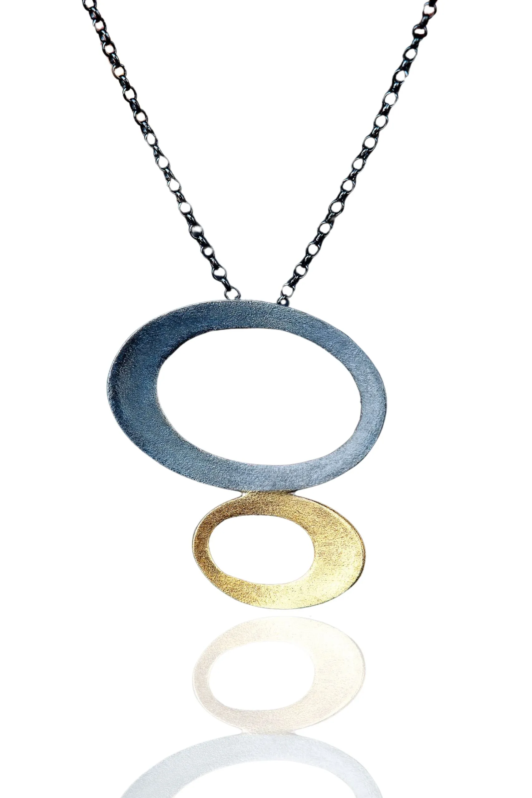 Geometric gold and black rhodium plated silver necklace