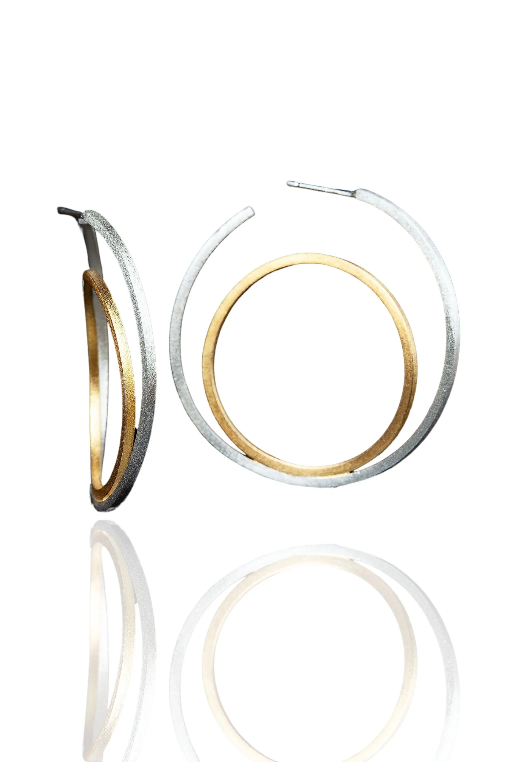 Handmade Jewellery | Minimal geometric handmade double silver hoops main