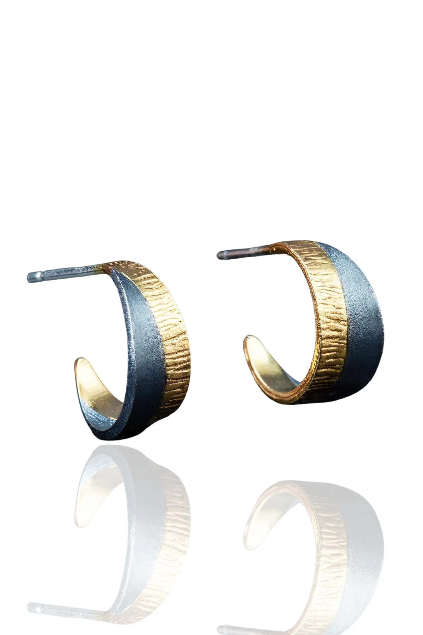 Handmade Jewellery | Silver gold and black rhodium plated hoops main