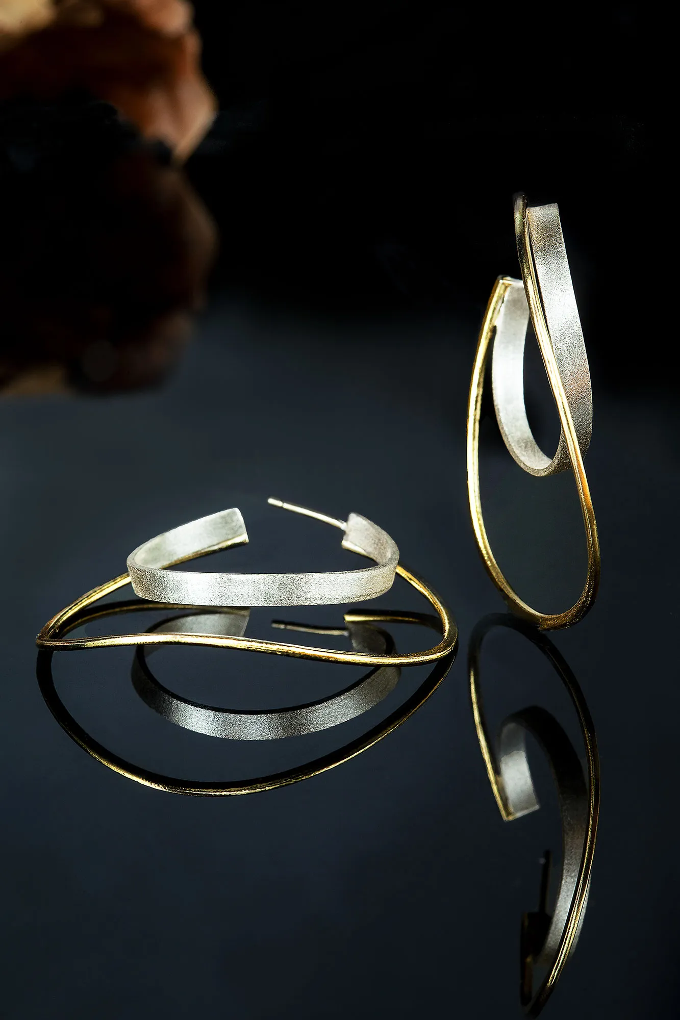 Handmade Jewellery | Minimal handmade geometric double silver hoops gallery 2