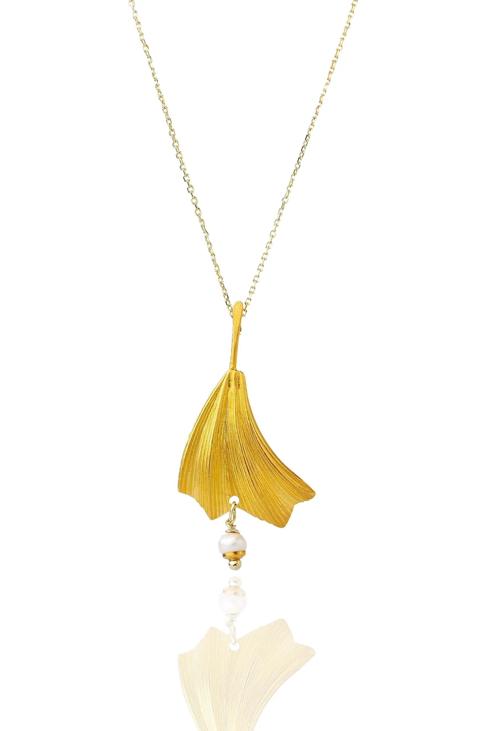 Leaf gold plated bronze pendant