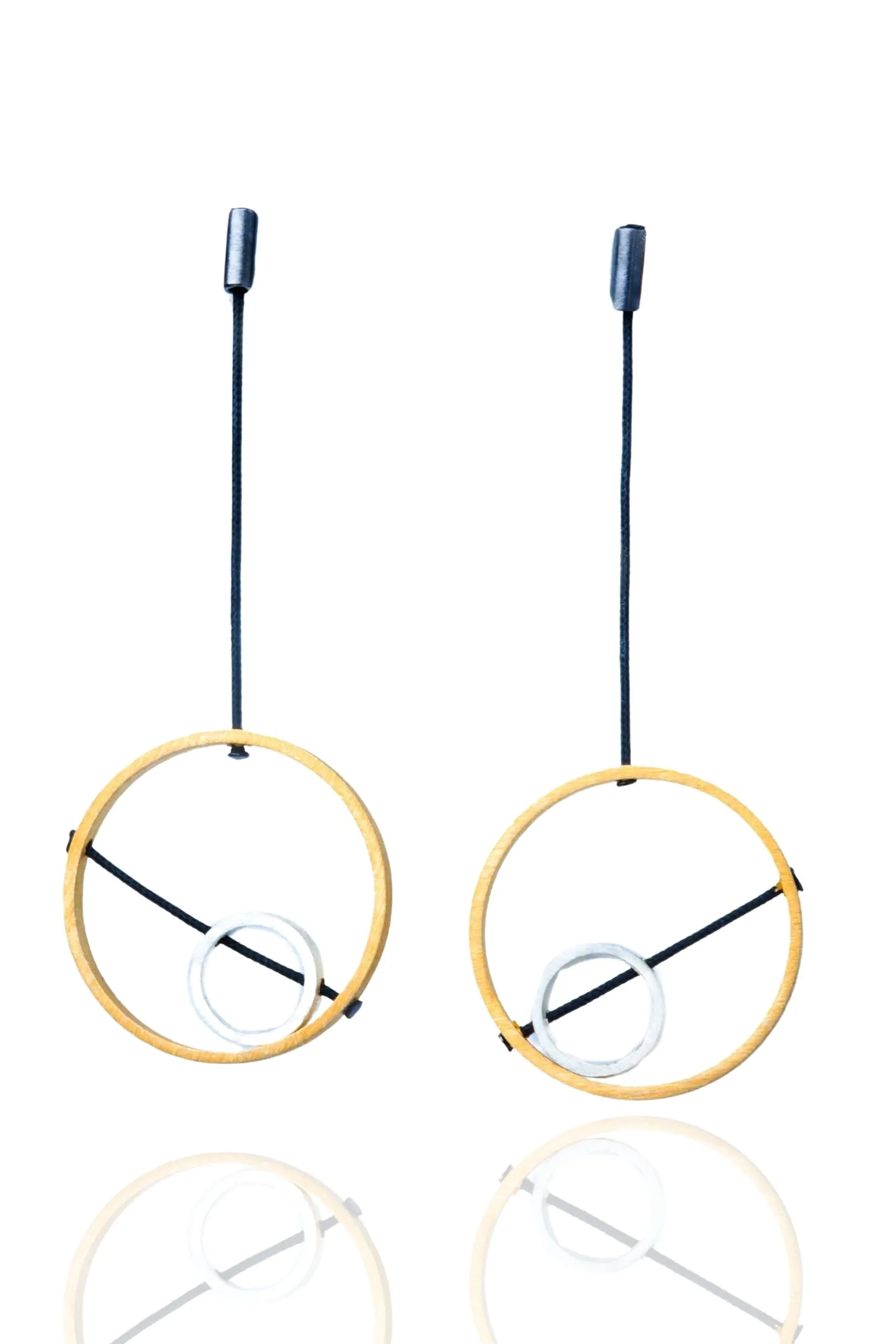 Handmade Jewellery | Geometric circular multi plated bronze earrings main