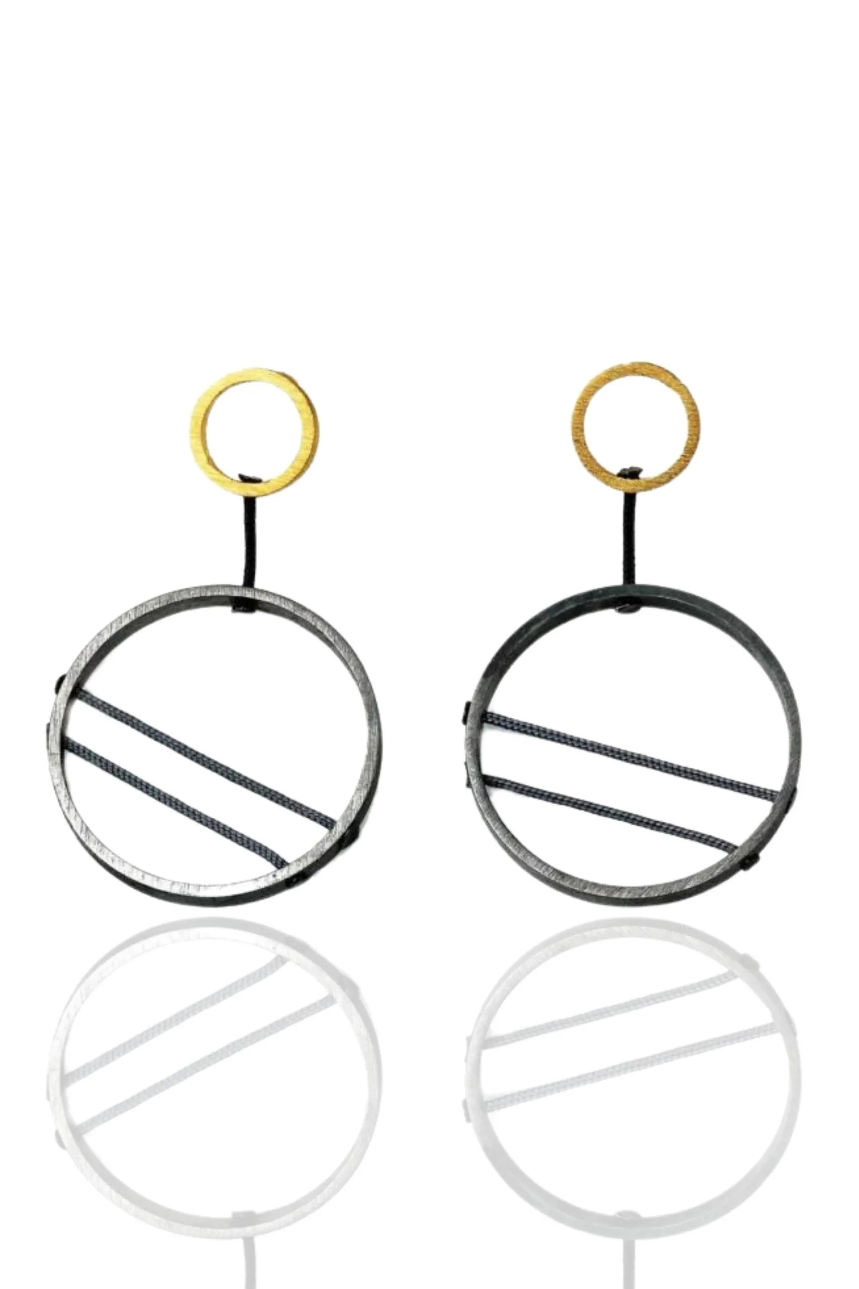 Handmade Jewellery | Minimal geometric multi plated bronze earrings main