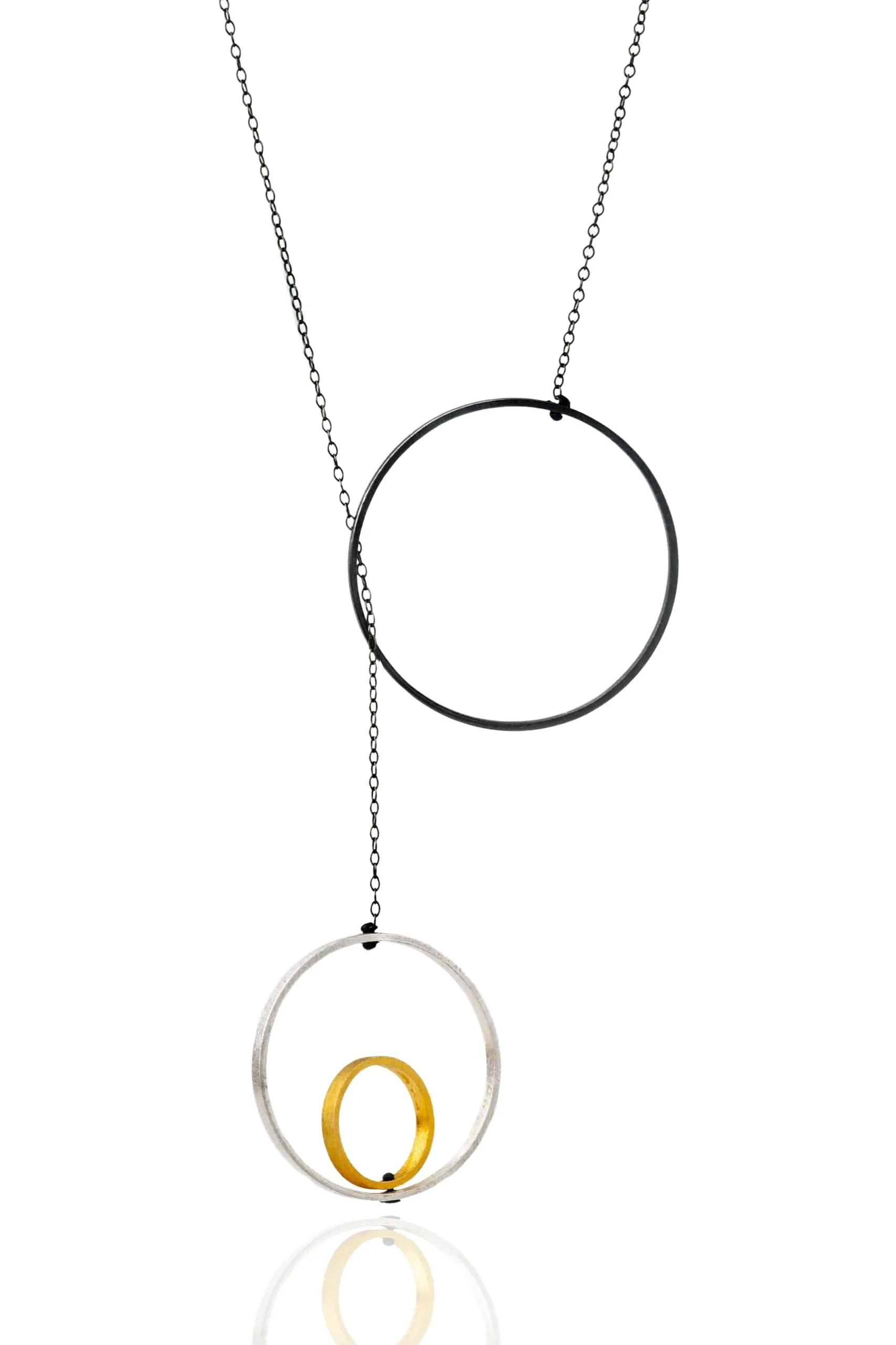 Minimal geometric silver bronze necklace