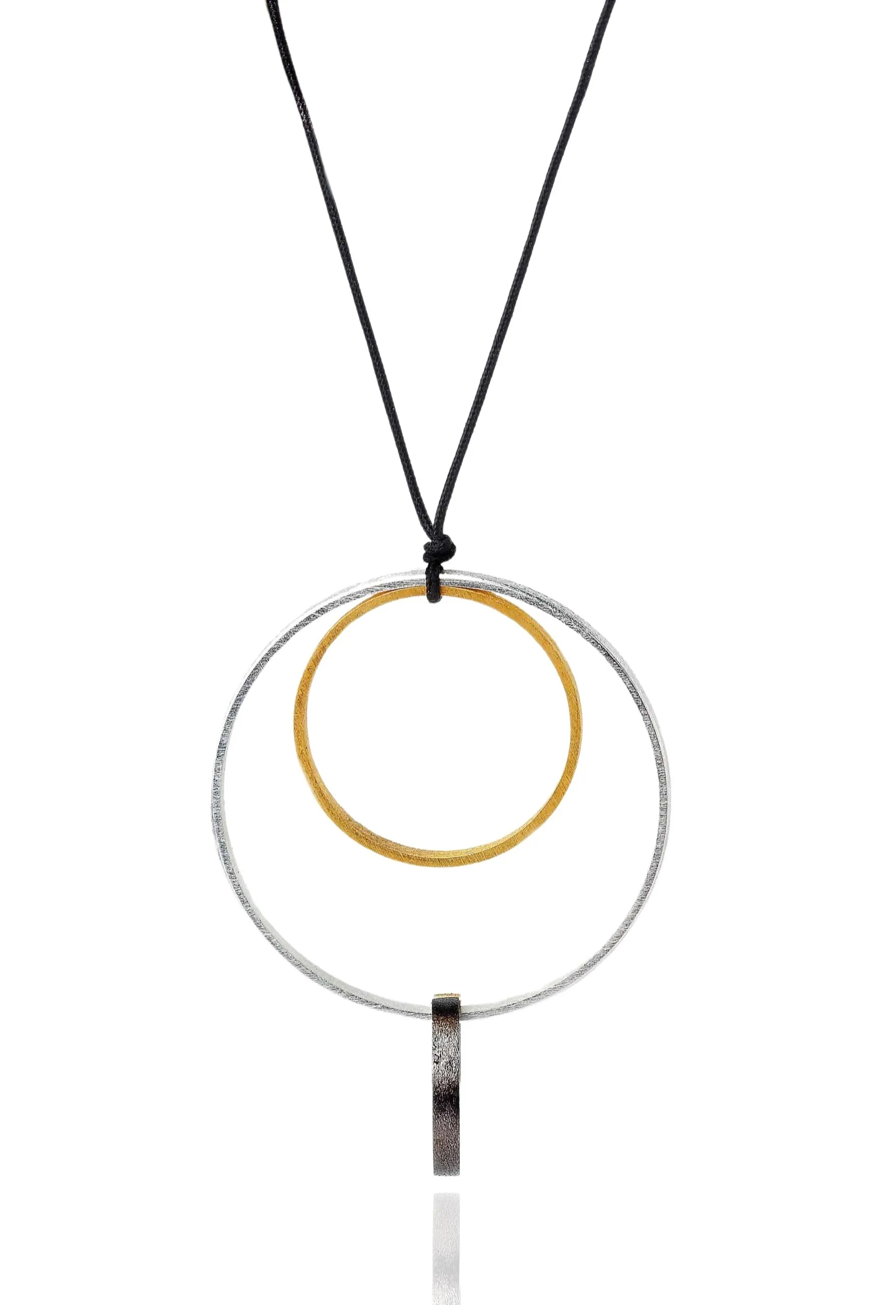 Handmade Jewellery | Geometric circular multi plated bronze necklace main