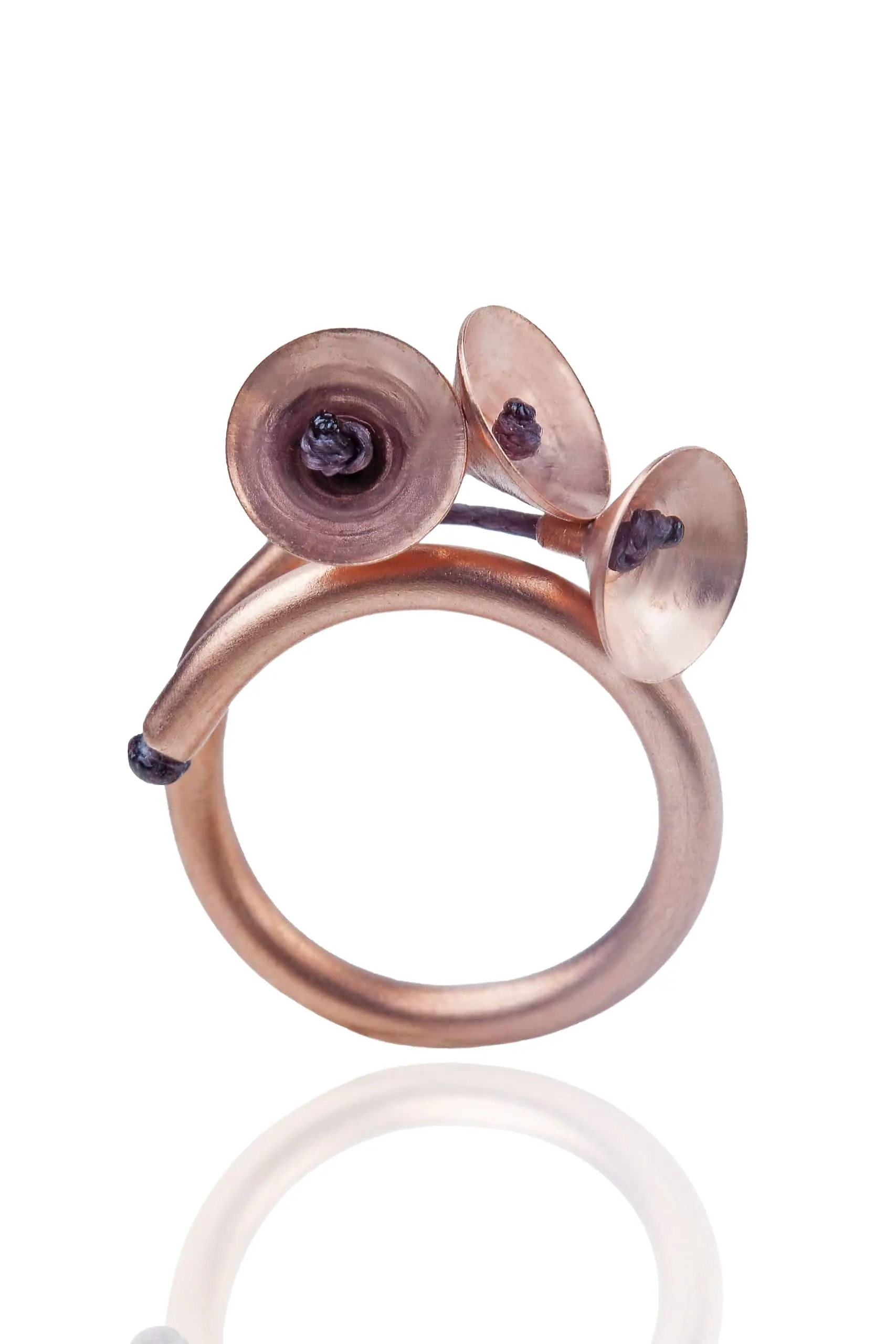 Minimal pink gold plated bronze adjustable ring