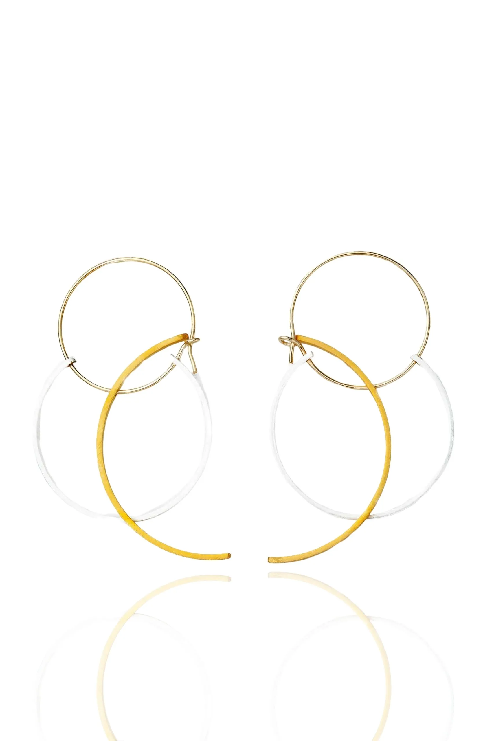 Handmade Jewellery | Minimal geometric handmade bronze silver hoops main