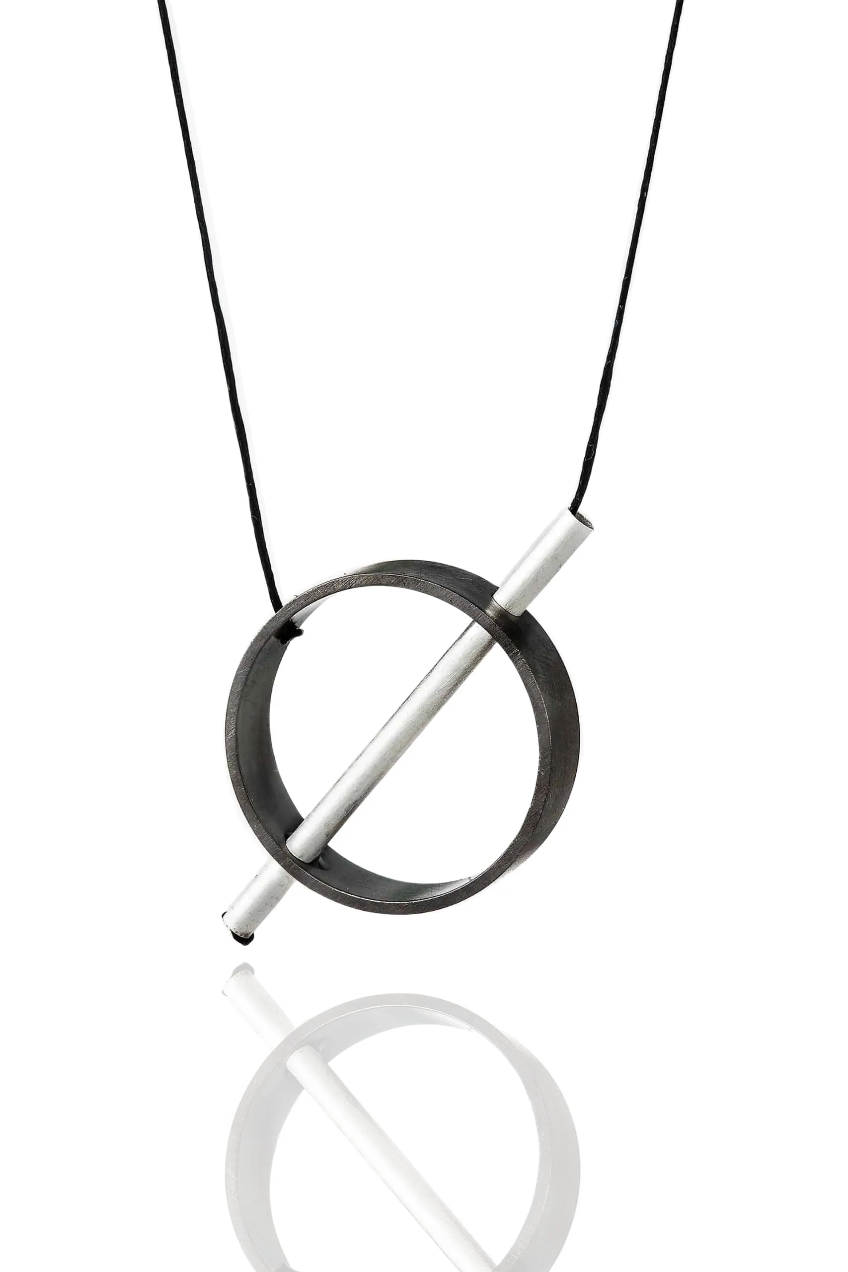 Minimal geometric circular bronze necklace