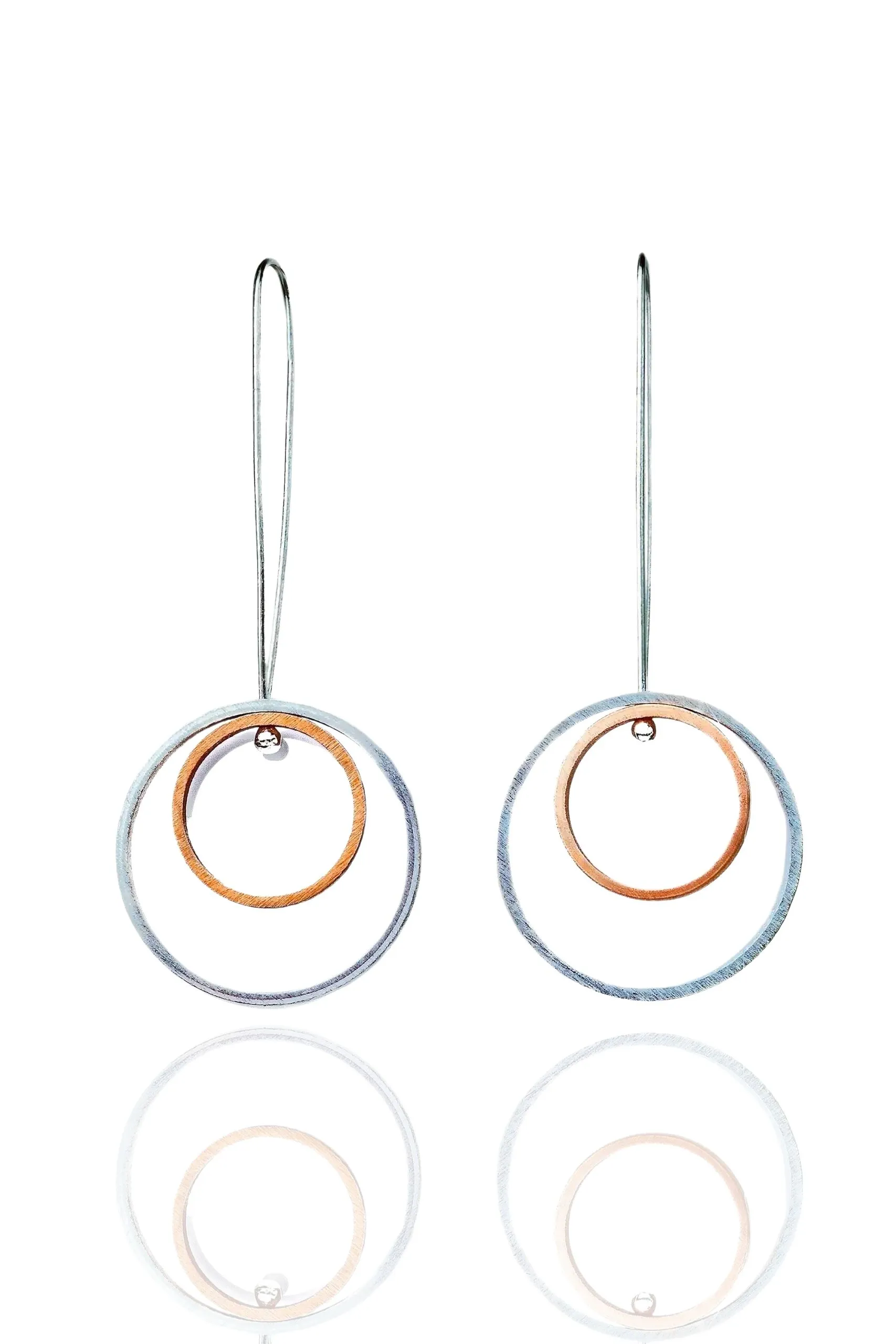 Handmade Jewellery | Circular geometric multi plated bronze earrings main