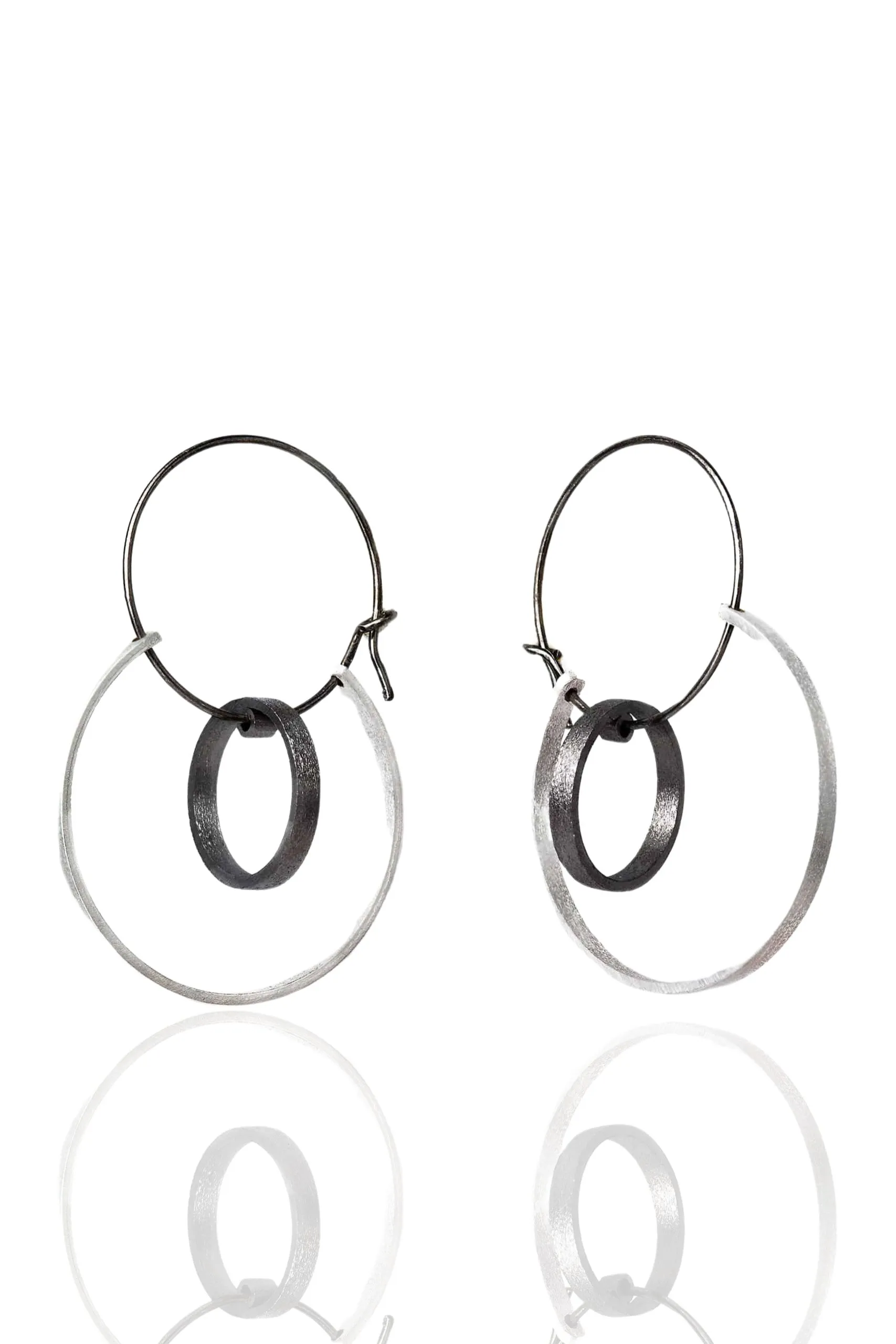Handmade Jewellery | Minimal geometric silver bronze hoops main