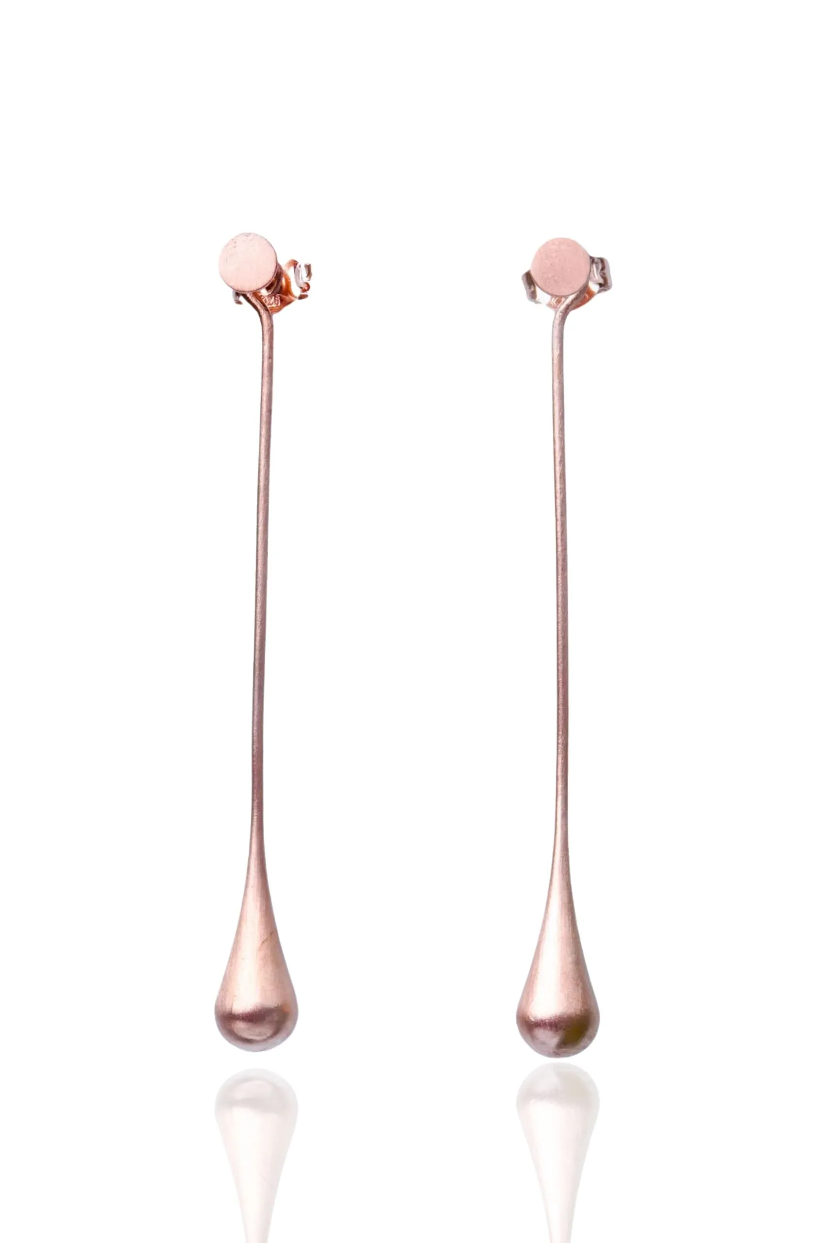 Handmade Jewellery | Drop pink gold plated bronze earrings main