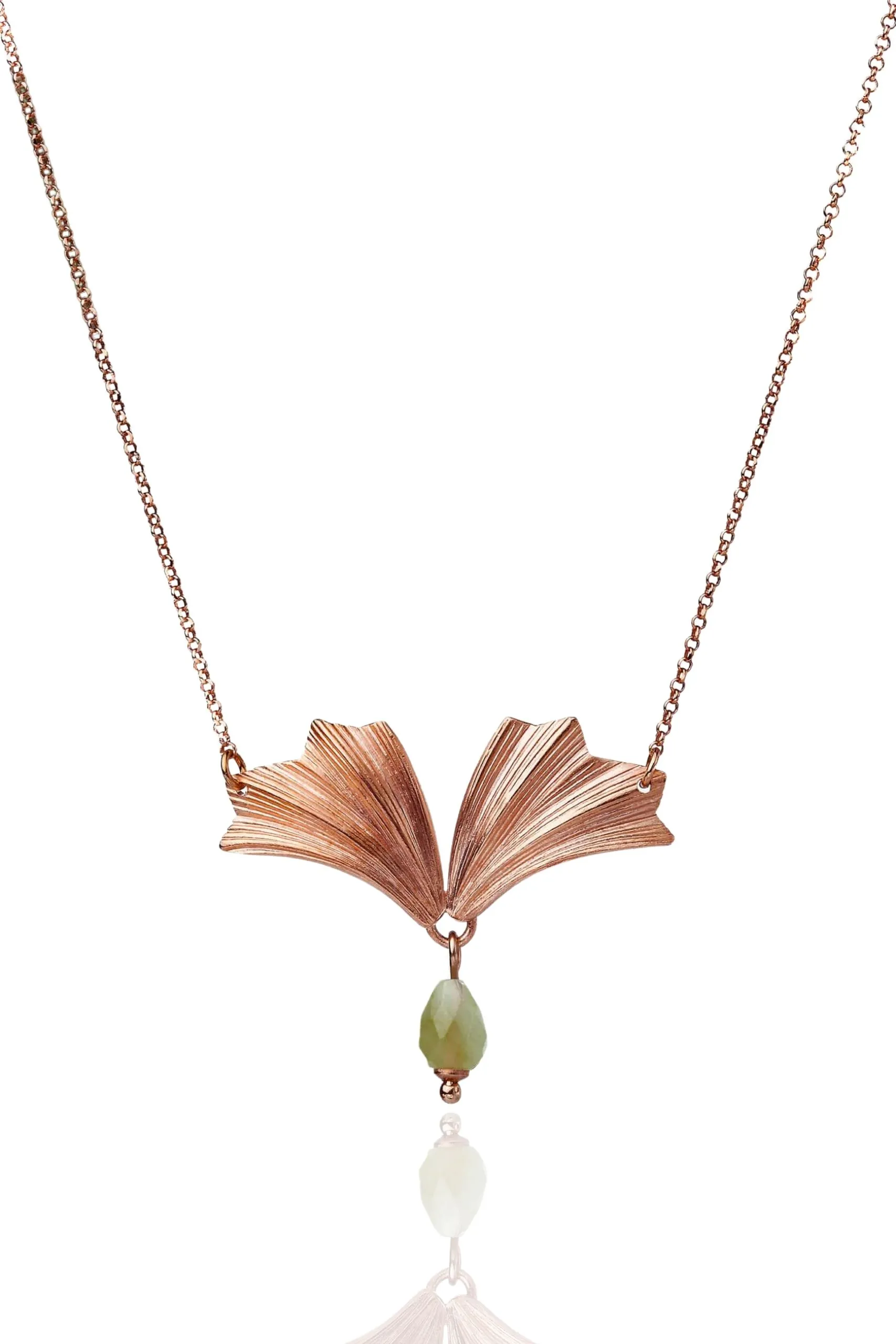 Handmade Jewellery | Leaf pink gold plated bronze necklace main