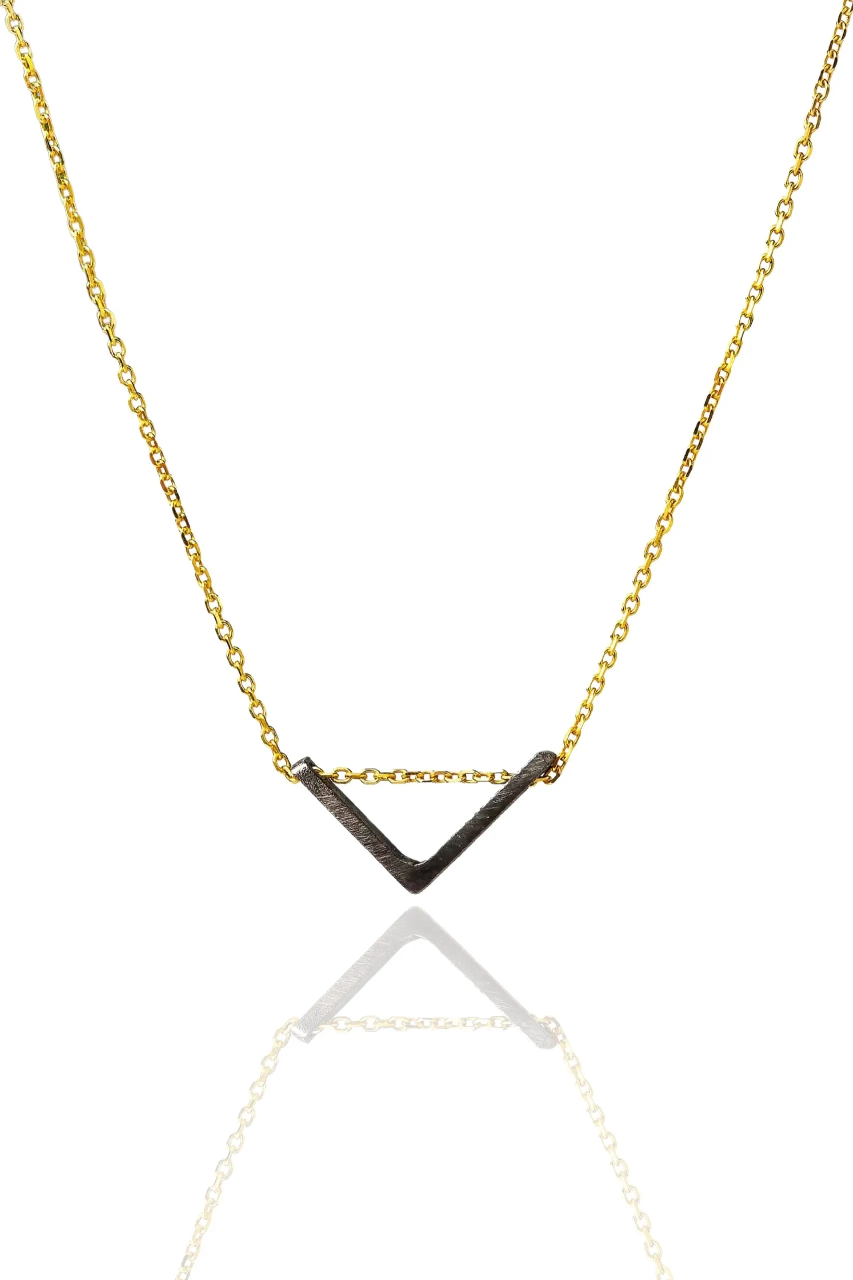 Triangle geometric multi-plated bronze necklace