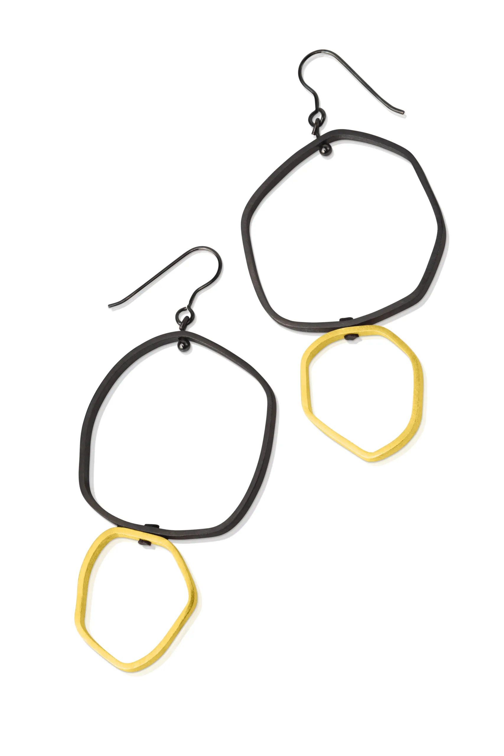 Handmade Jewellery | Minimal handmade gold & black plated earring gallery 1