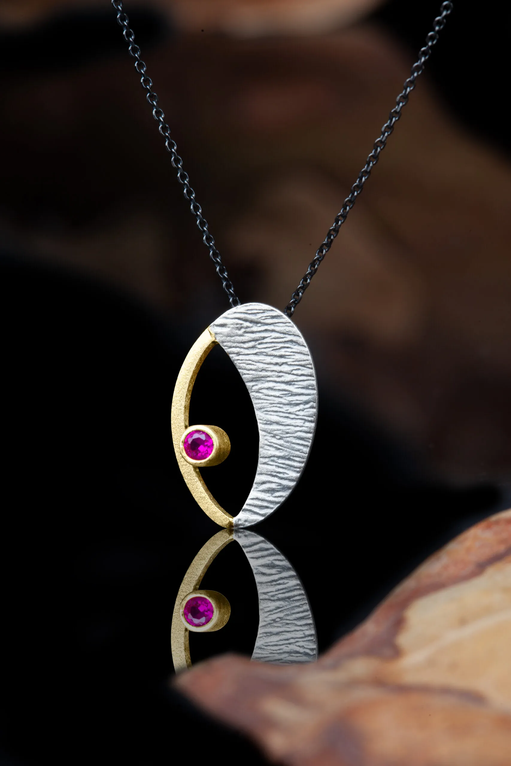 Handmade Jewellery | Oval handmade textured silver necklace gallery 2