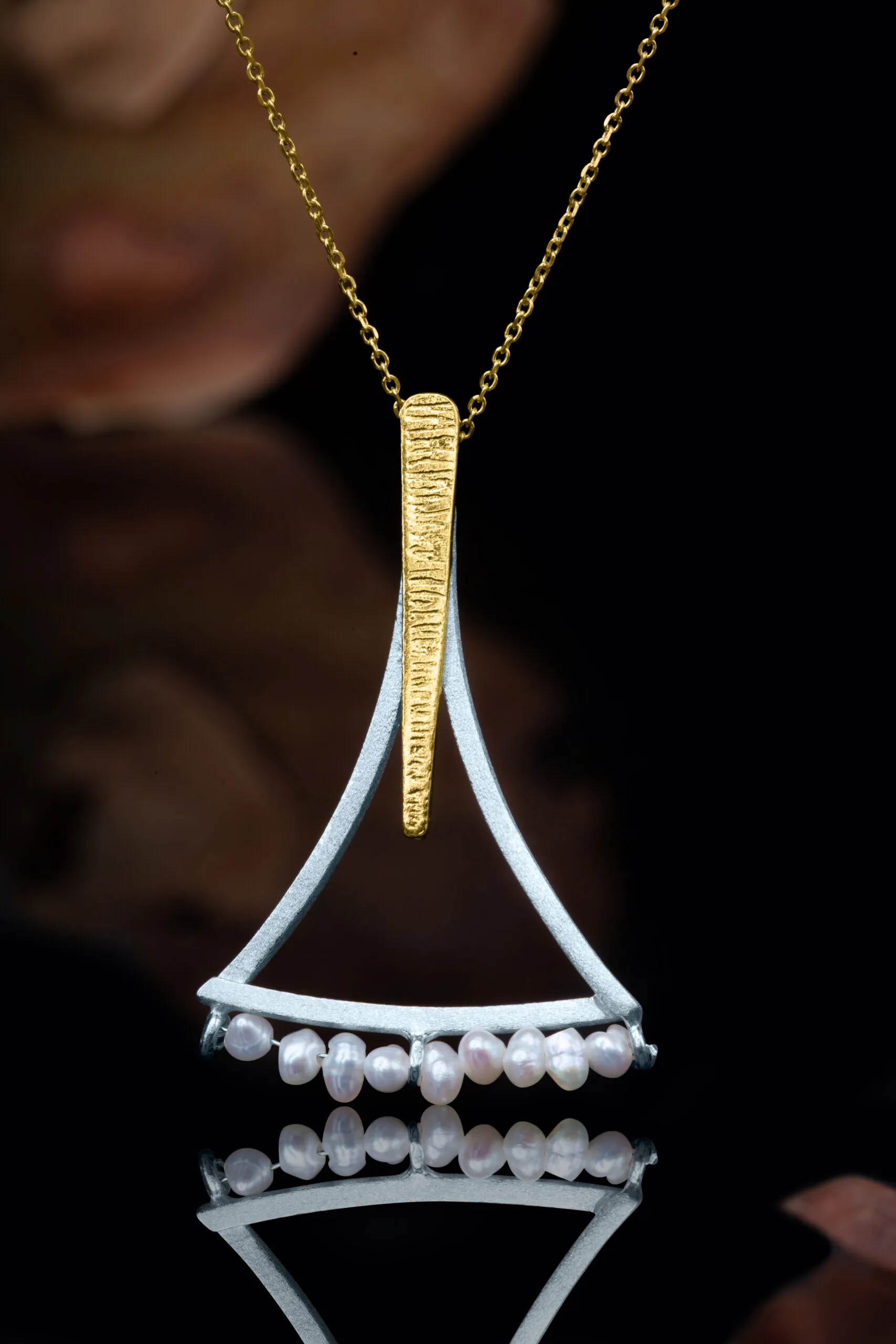 Handmade Jewellery | Minimal handmade silver necklace with pearls gallery 2