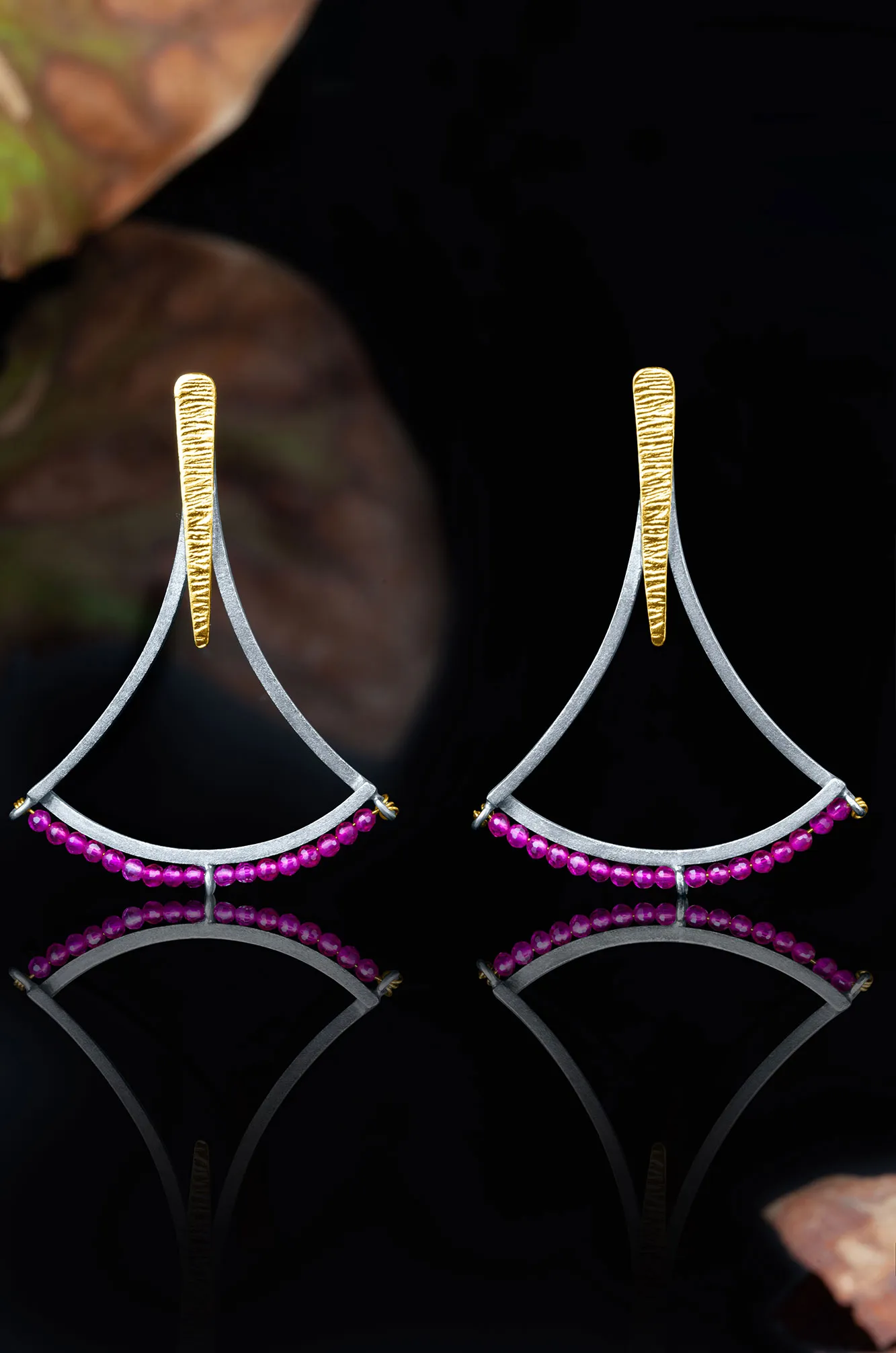 Handmade Jewellery | Unique handmade silver earring with rubies gallery 4