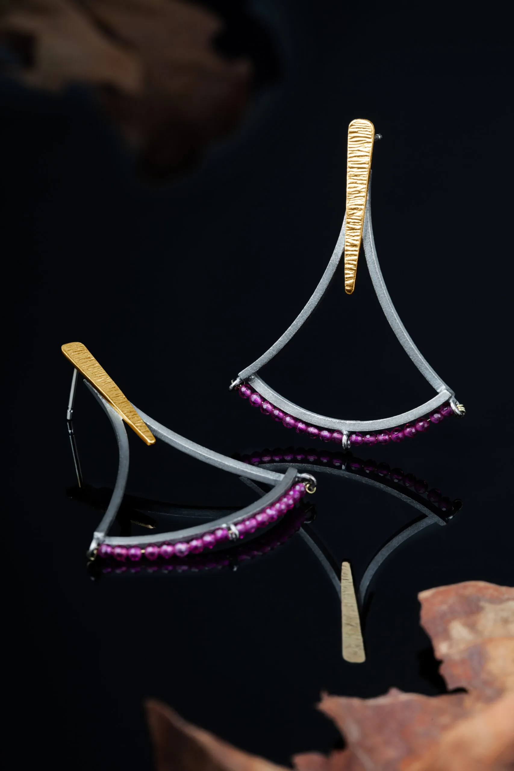 Handmade Jewellery | Unique handmade silver earring with rubies gallery 3