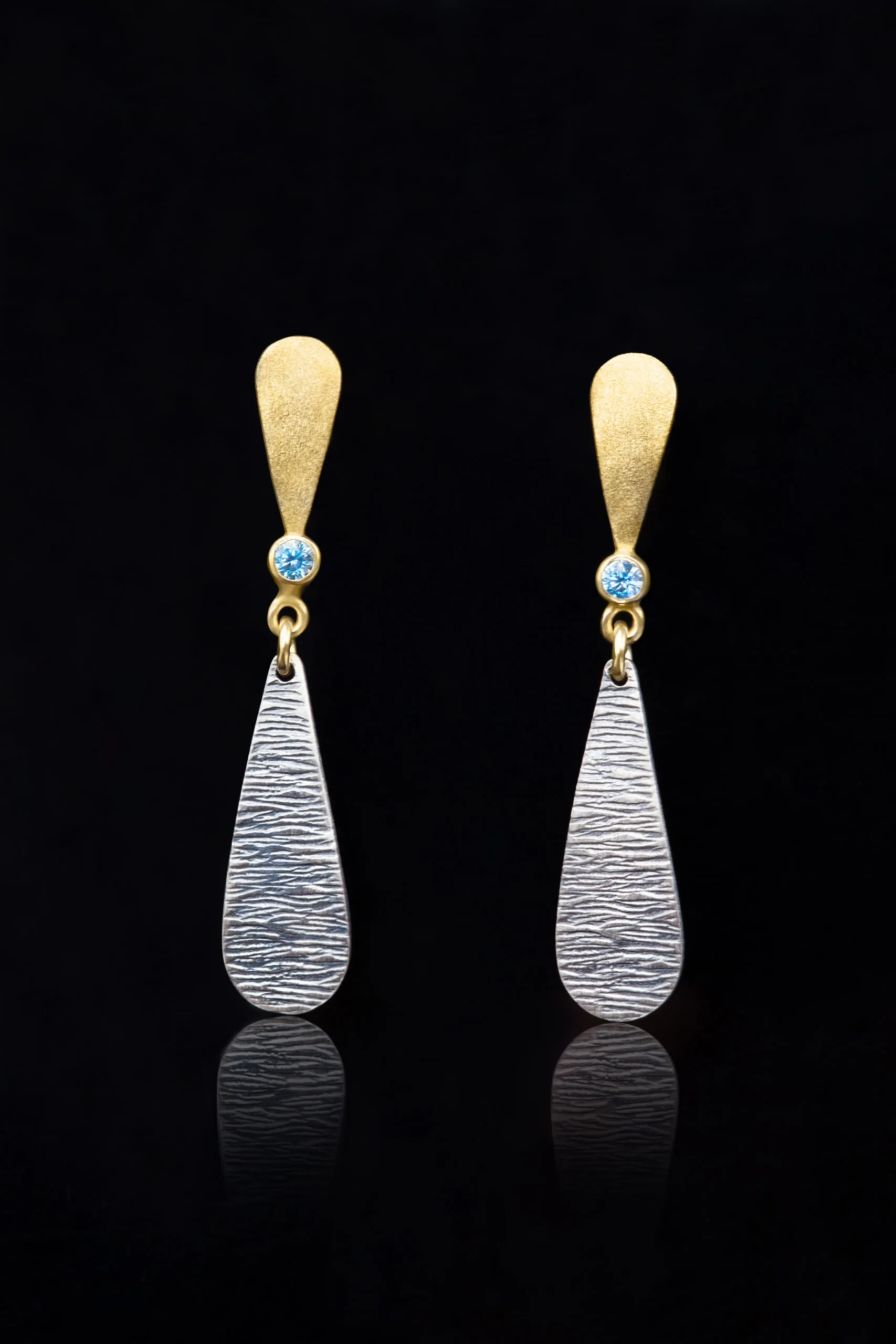 Handmade Jewellery | Drop handmade textured silver earrings gallery 3