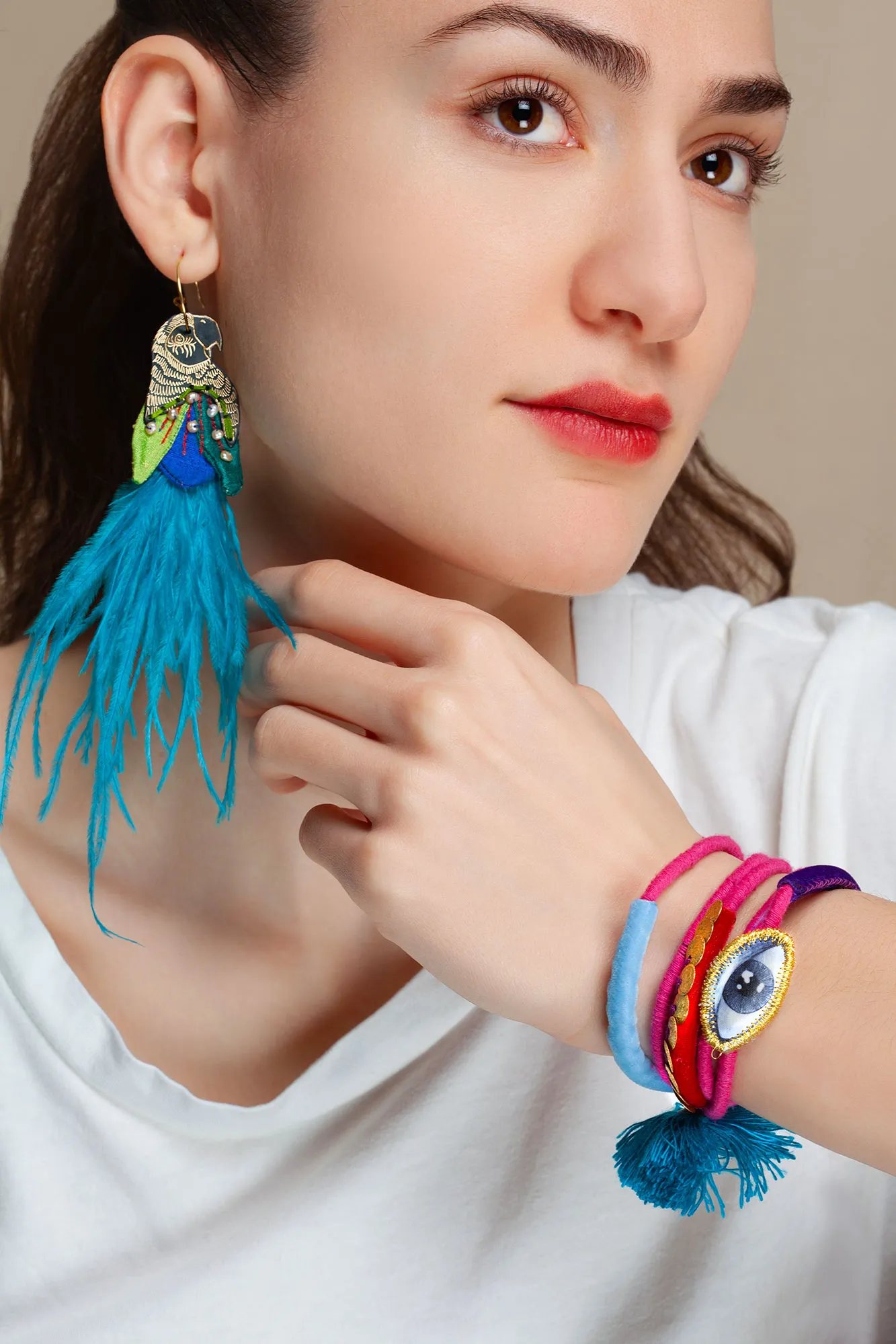 Handmade Jewellery | Parrot handmade colourful earrings gallery 3