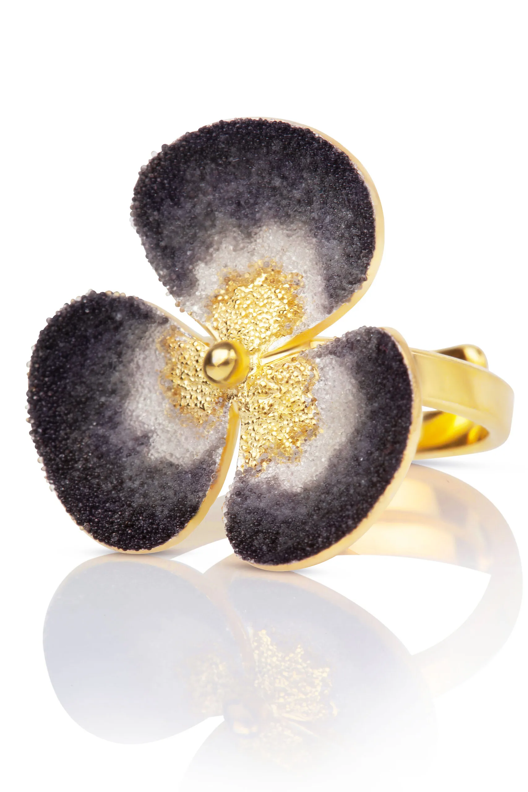 Handmade Jewellery | Flower handmade gold plated silver ring gallery 2