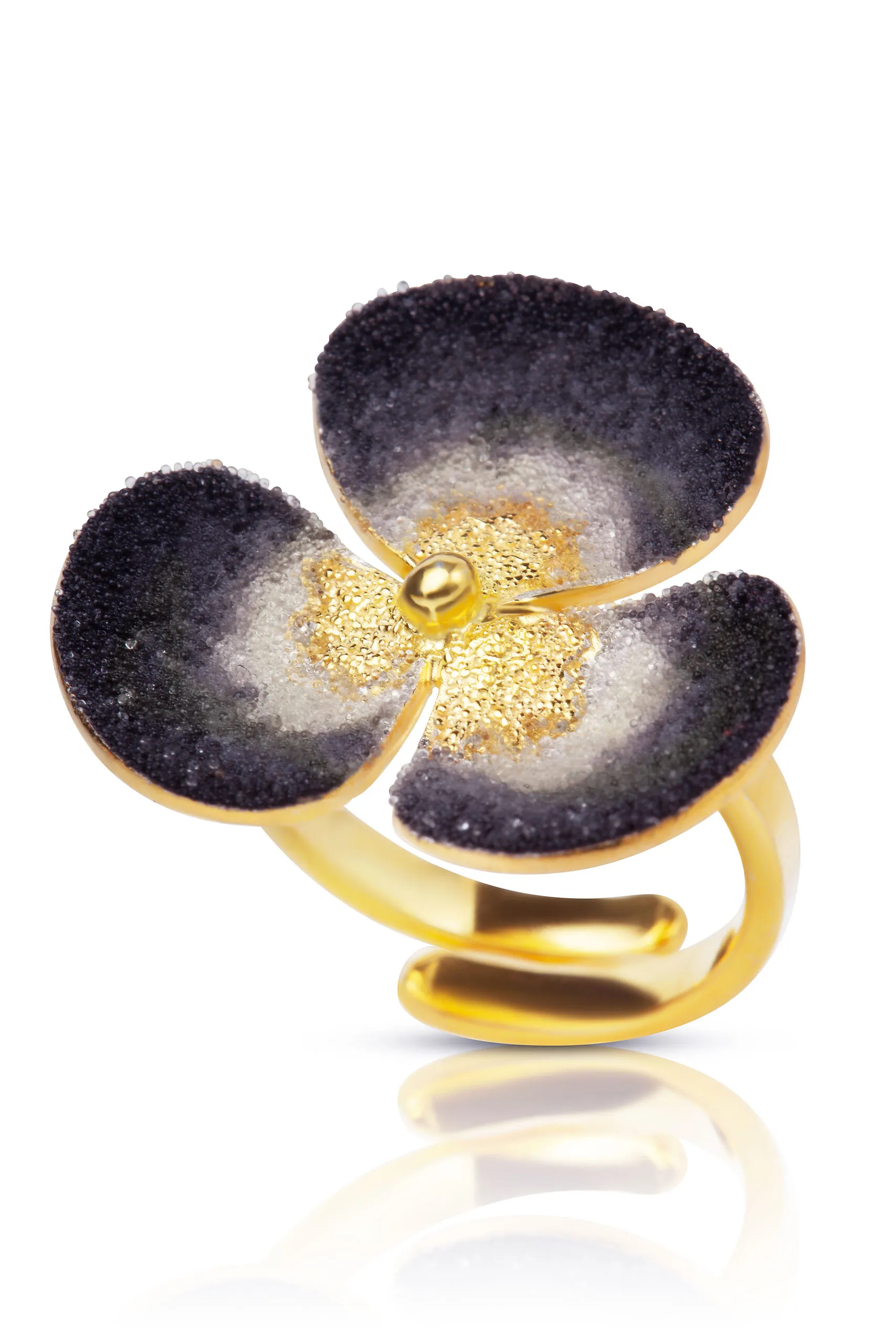 Handmade Jewellery | Flower handmade gold plated silver ring main