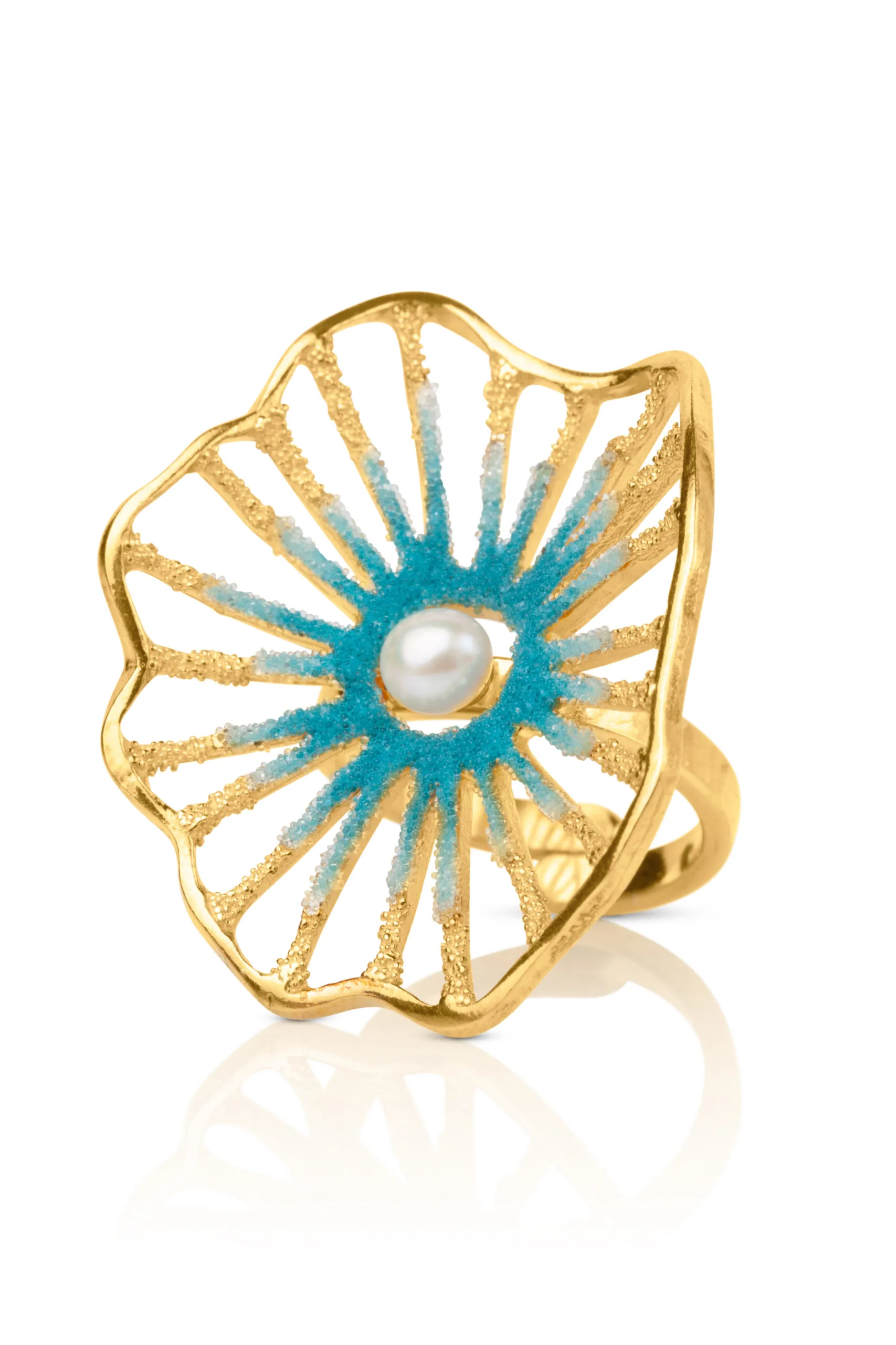 Handmade Jewellery | Anemone handmade gold plated silver ring gallery 3