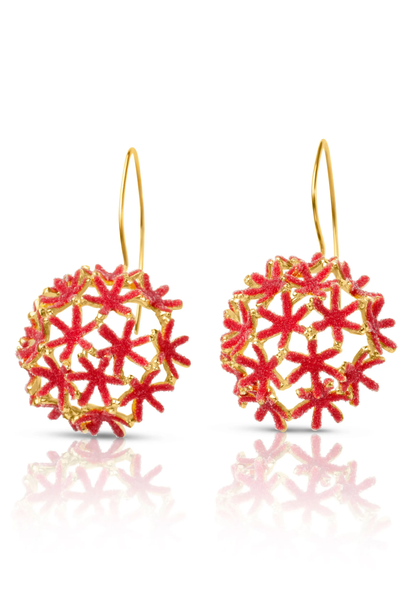 Handmade Jewellery | Red dandelion handmade gold plated silver earrings gallery 3