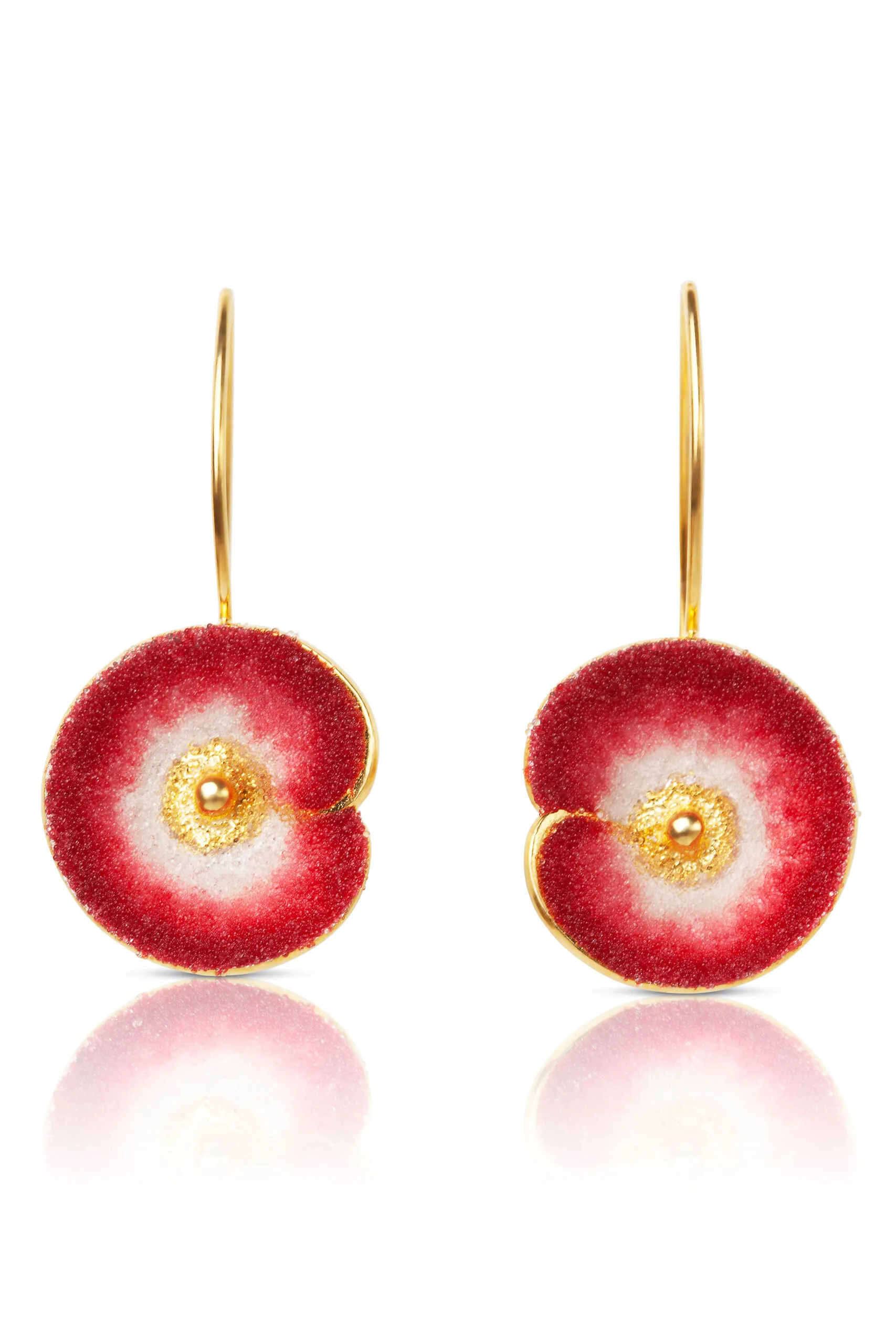 Handmade Jewellery | Red flowers handmade silver earrings main