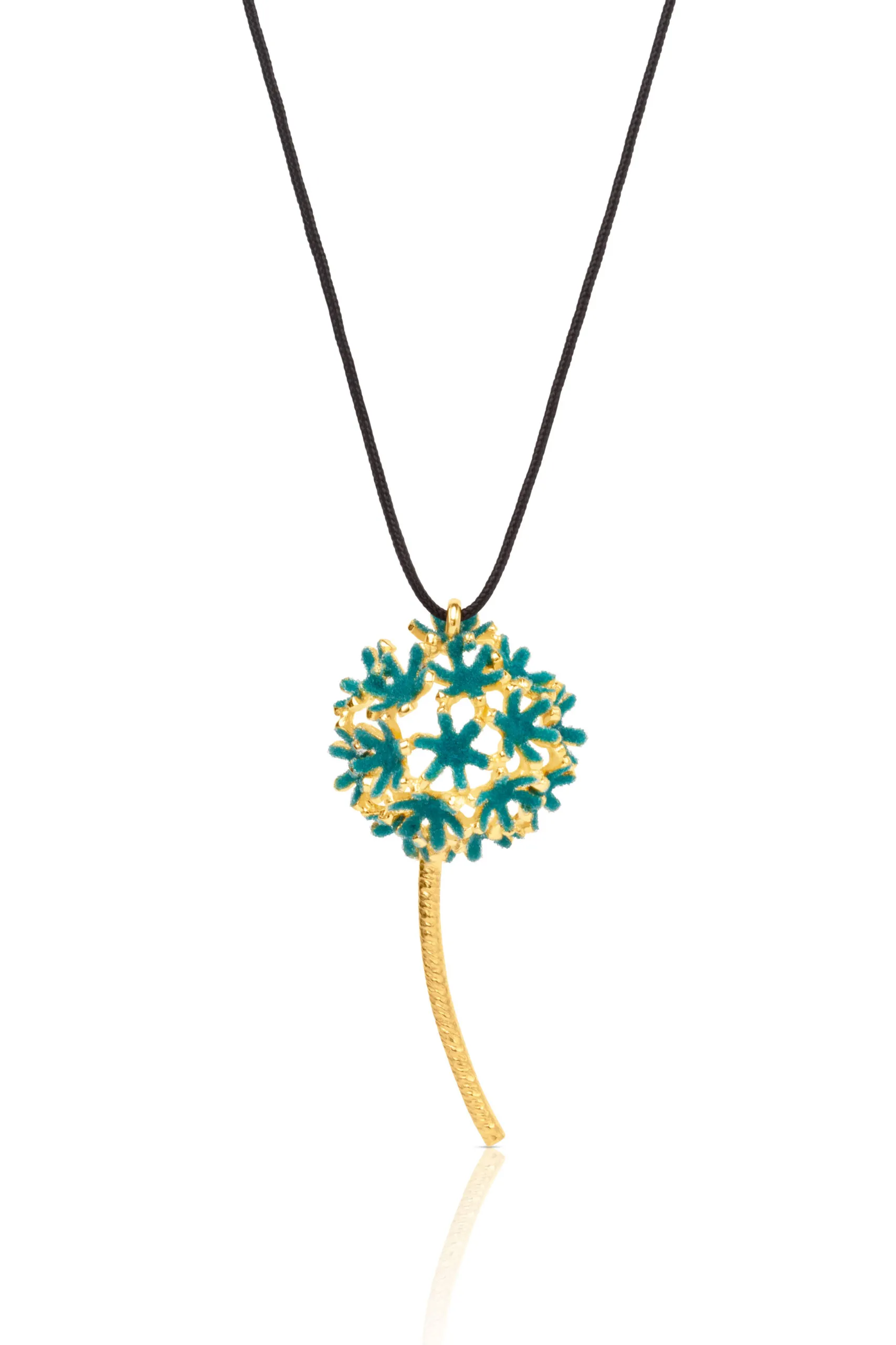 Handmade Jewellery | Handmade blue flowers' bouquet gold plated silver necklace main