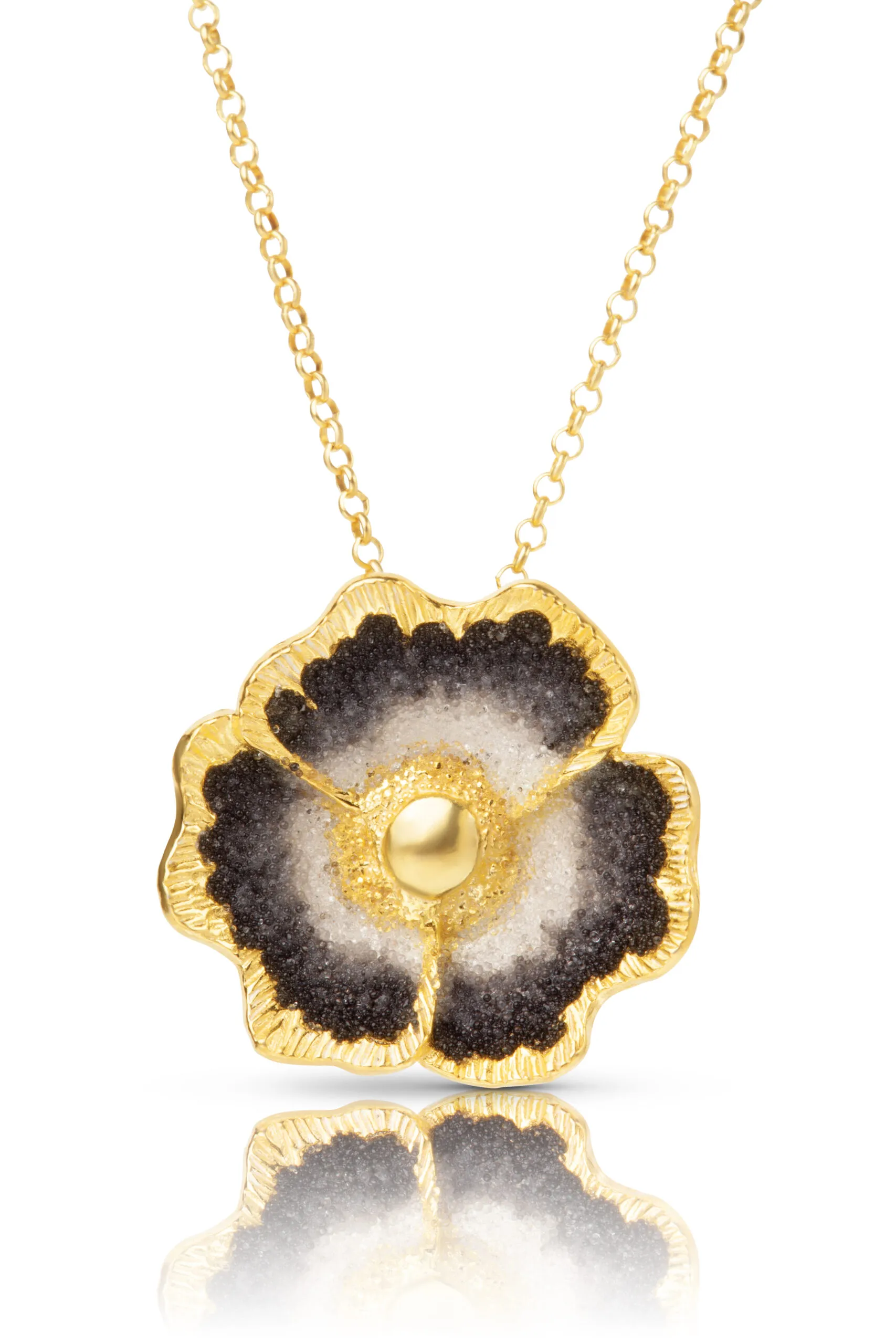 Flower handmade gold-plated silver necklace