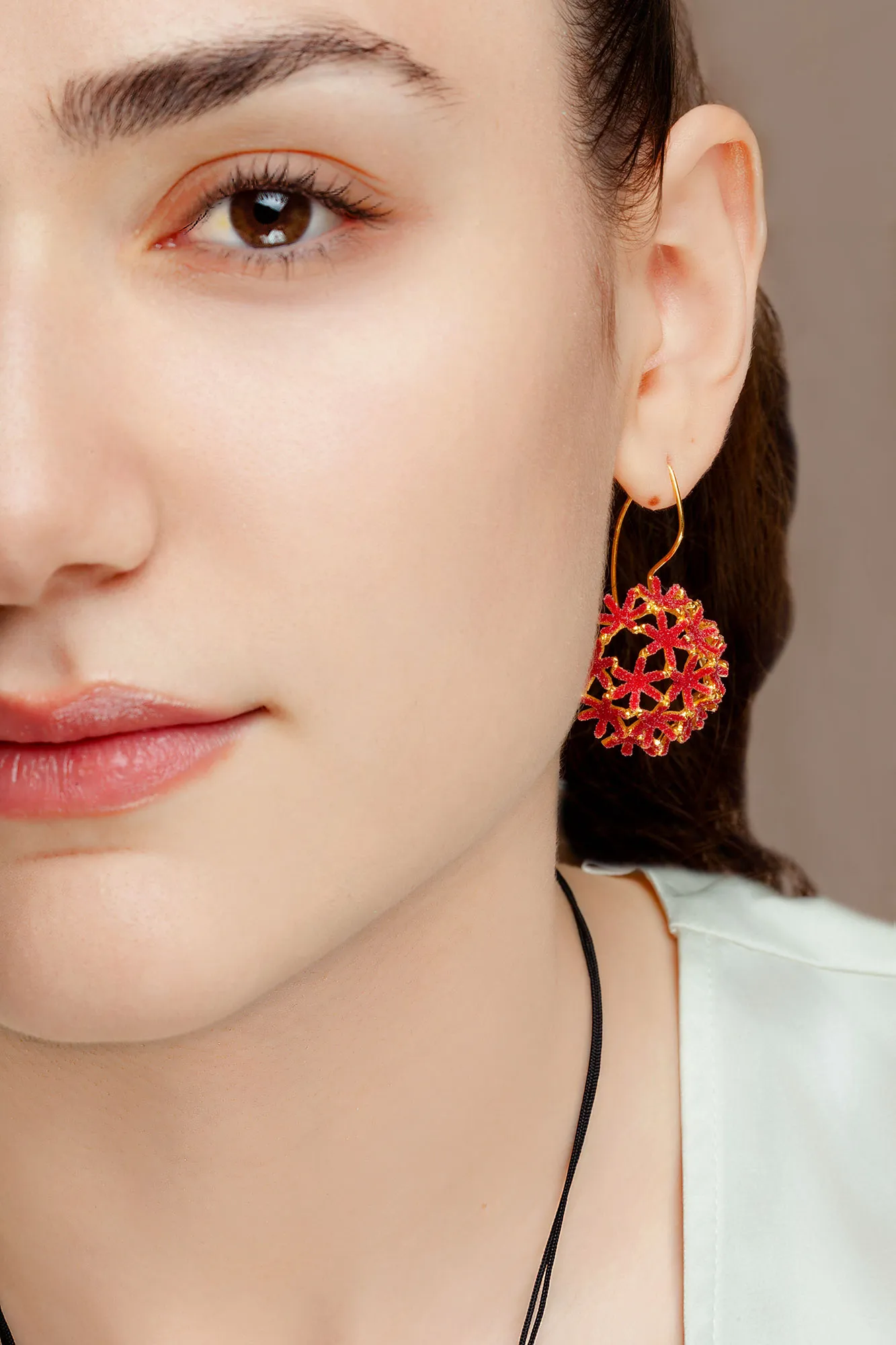 Handmade Jewellery | Red dandelion handmade gold plated silver earrings gallery 1