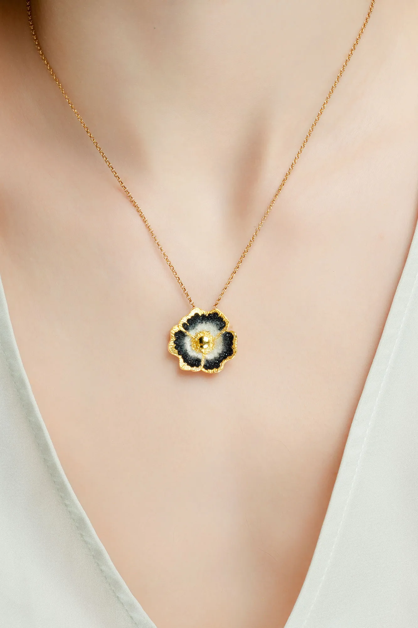 Handmade Jewellery | Flower handmade gold plated silver necklace gallery 1