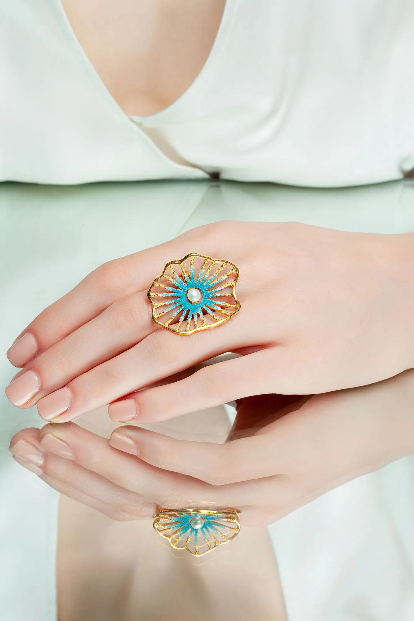 Handmade Jewellery | Anemone handmade gold plated silver ring gallery 1