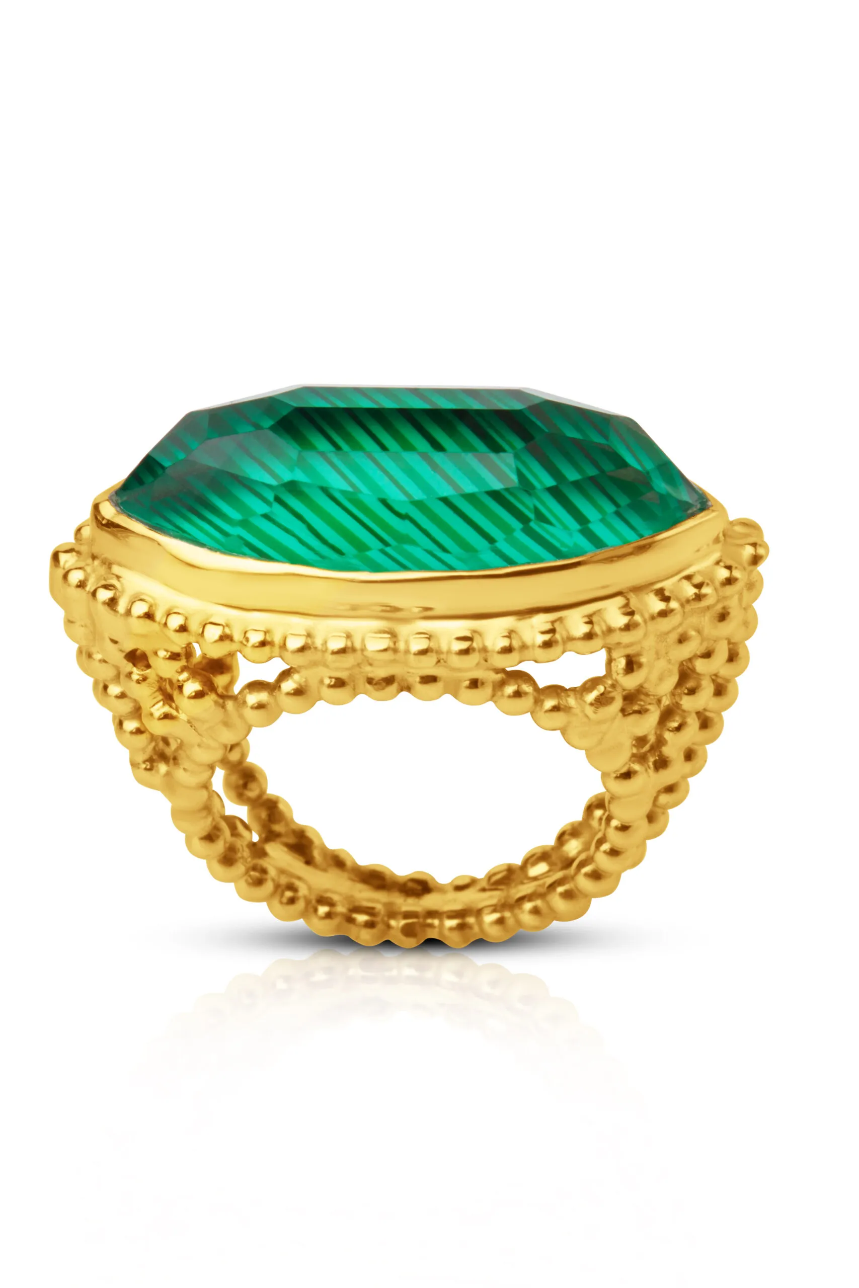 Handmade Jewellery | Handmade statement malachite gold plated silver ring gallery 1