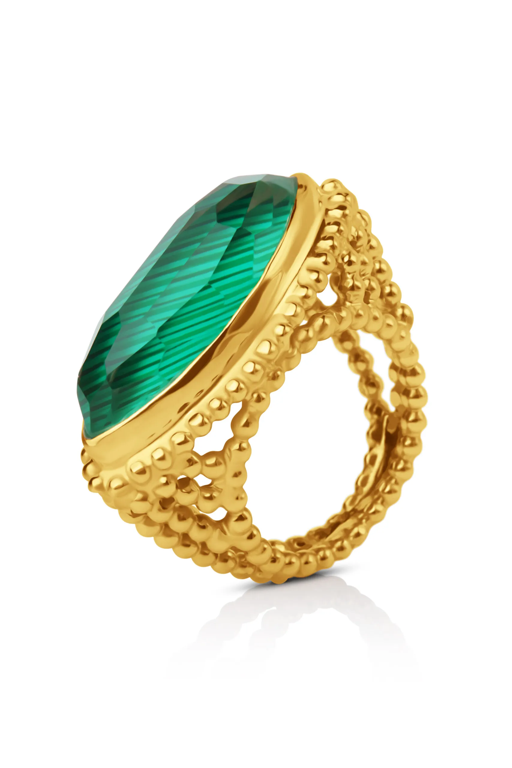 Handmade Jewellery | Handmade statement malachite gold plated silver ring main