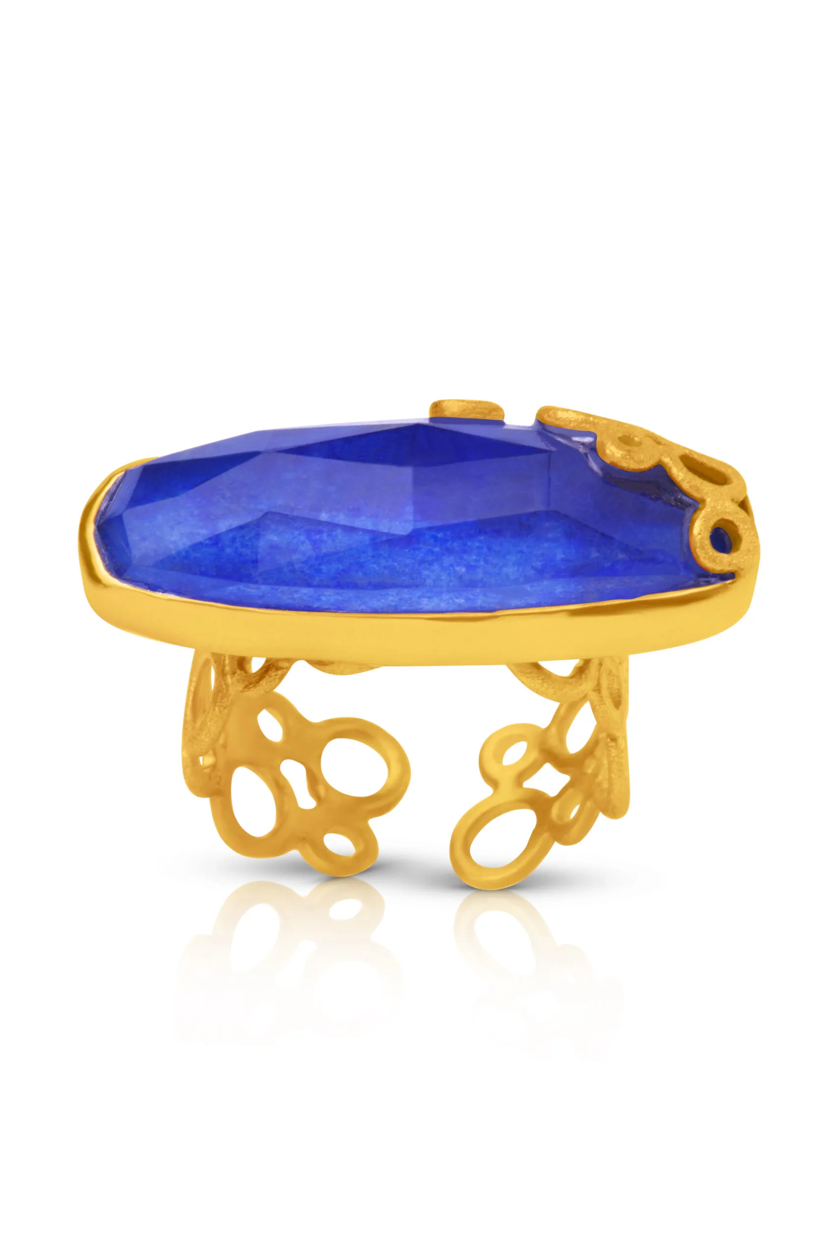 Handmade Jewellery | Handmade Lapis Lazuli Gold plated silver ring gallery 1