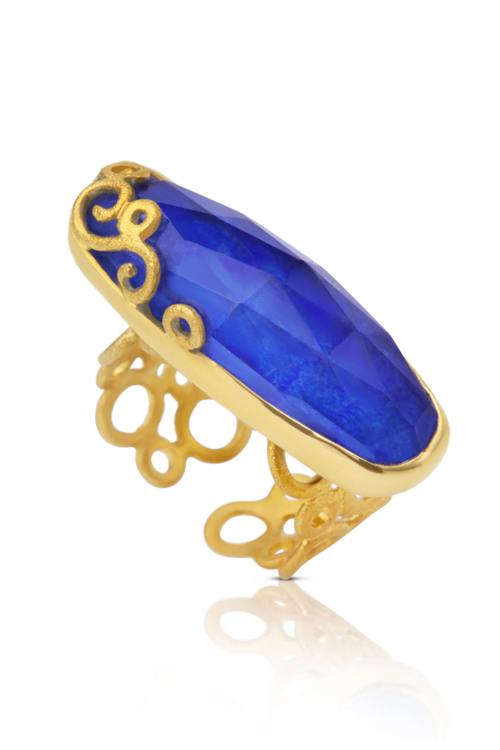 Handmade Lapis Lazuli Gold plated silver ring