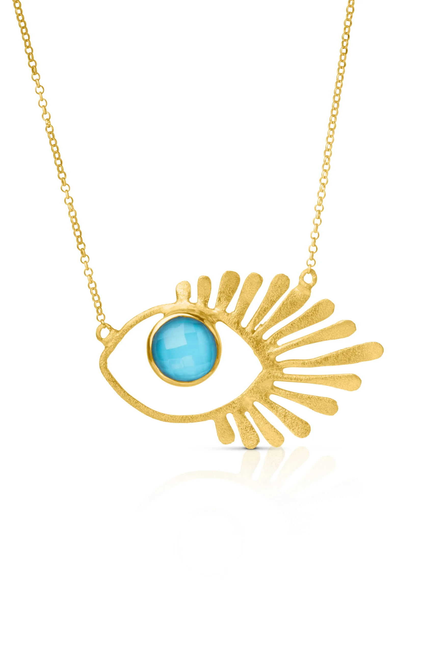 Handmade Jewellery | Eye Turquoise handmade gold plated silver necklace main