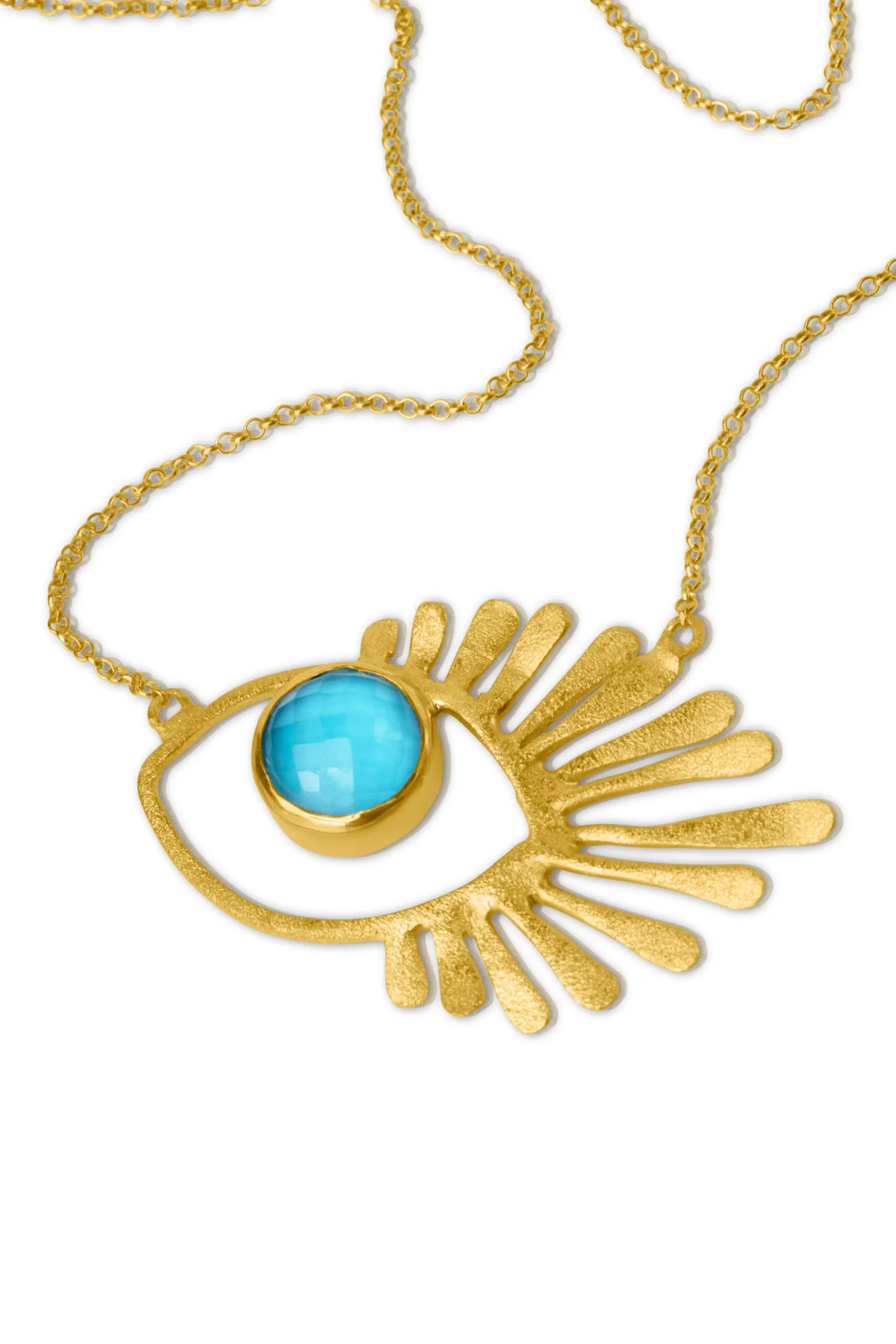 Handmade Jewellery | Eye Turquoise handmade gold plated silver necklace gallery 1