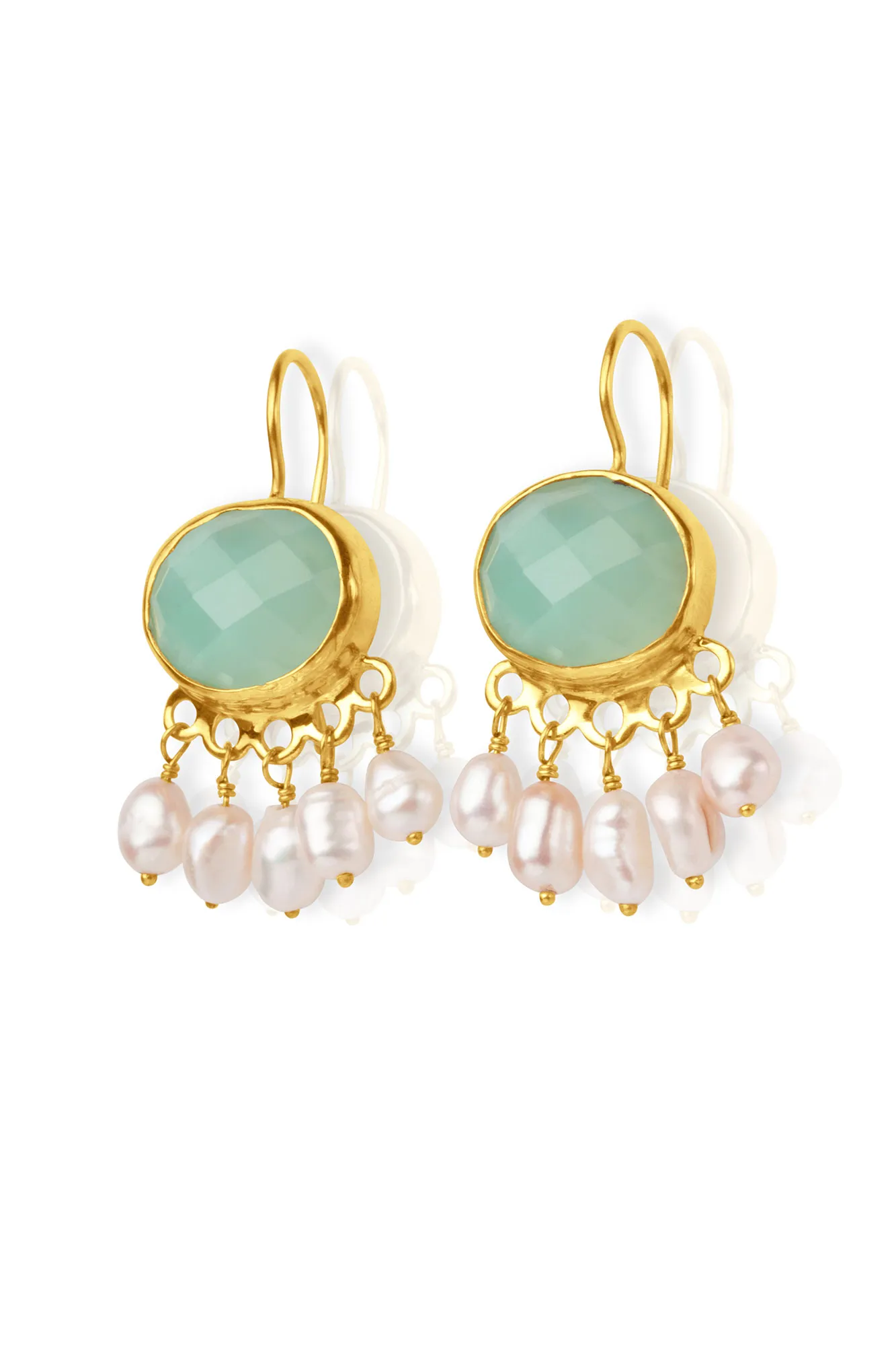 Handmade Jewellery | Chrysoprase handmade silver earrings and pearls gallery 1